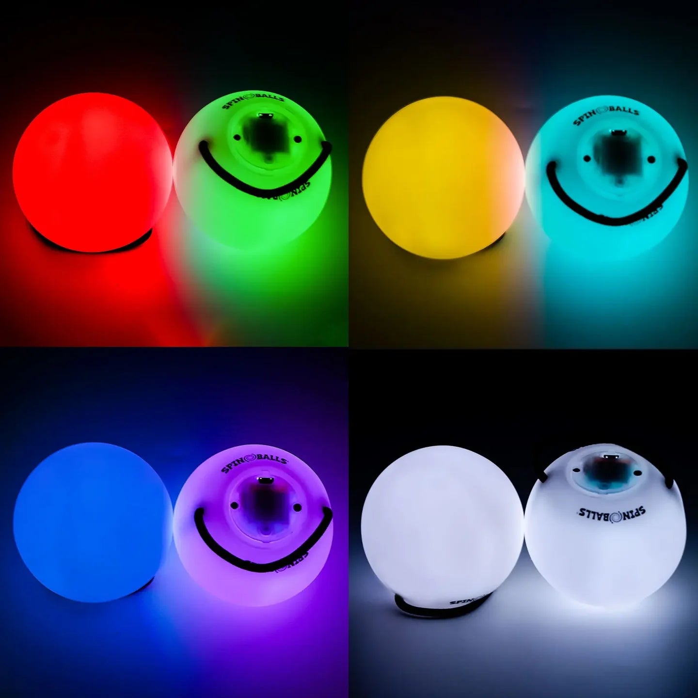 Set of colorful LED balls on a black background