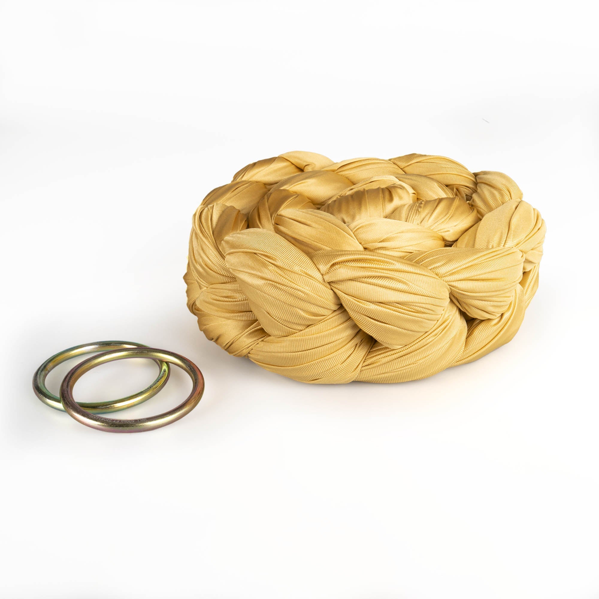 Prodigy 6m black aerial yoga hammock gold chained with rings