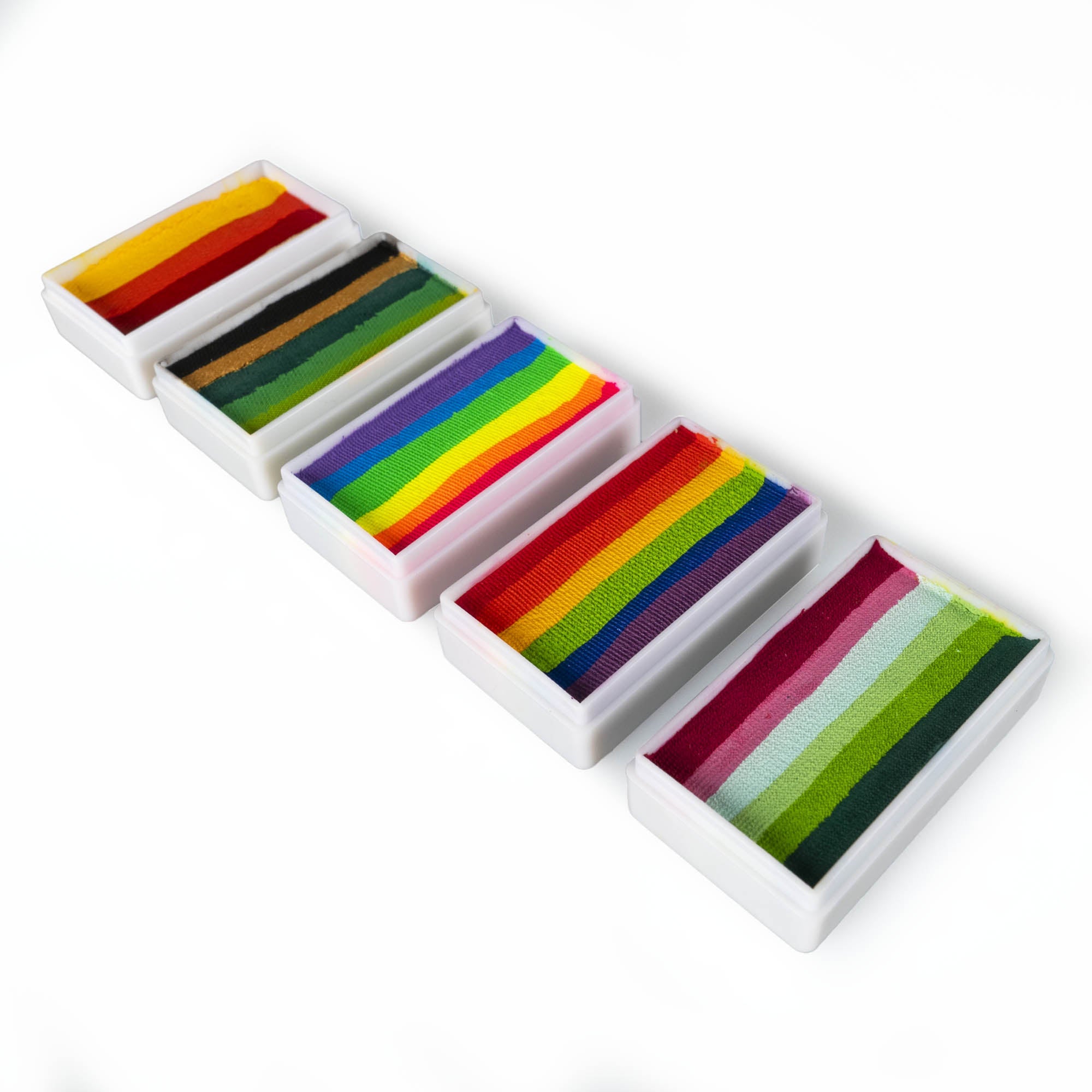 Group picture with all variants of Diamond FX split cake facepaint 30g in line