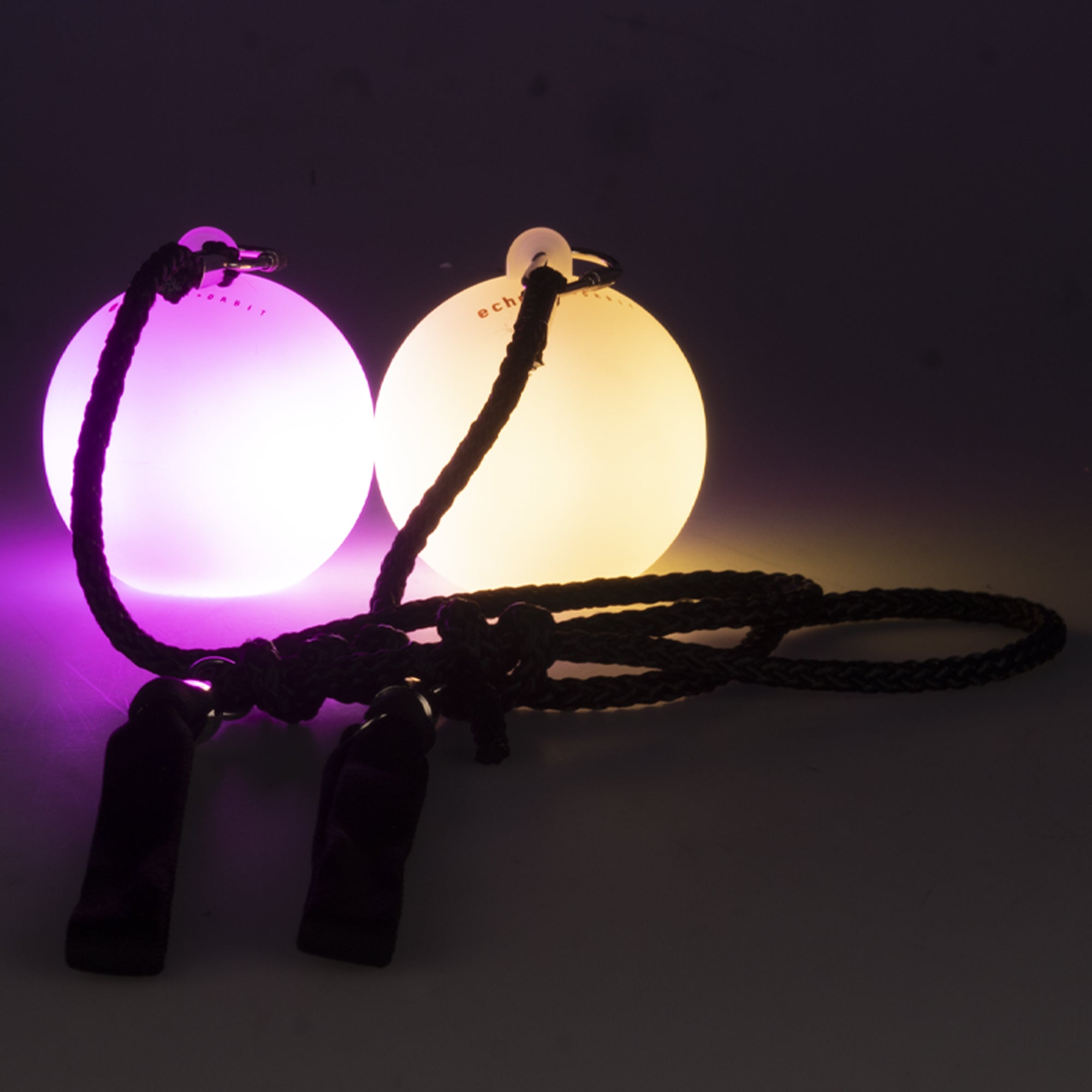 glow poi on a table glowing