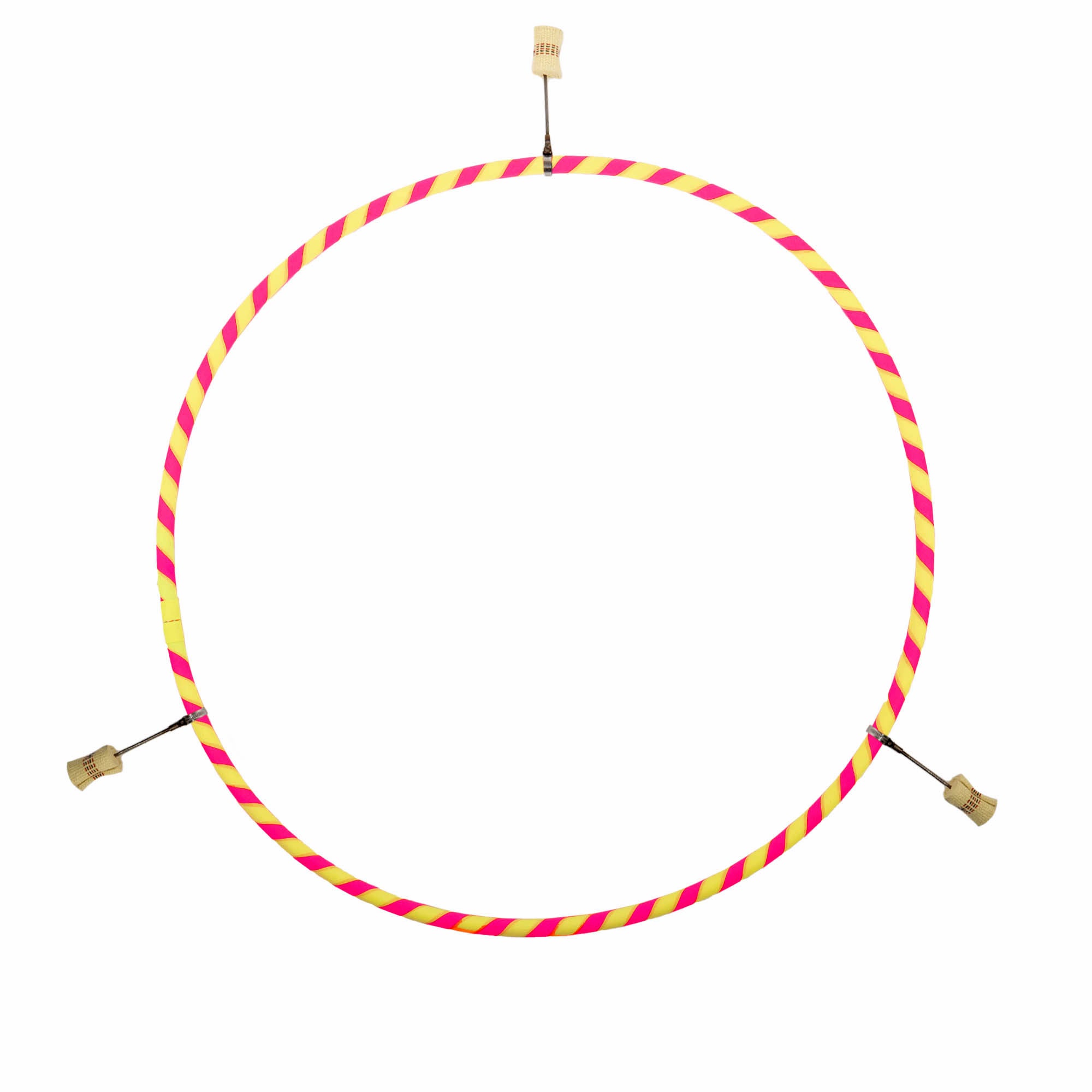 Pink and yellow echo travel hoop with 3 hot tips