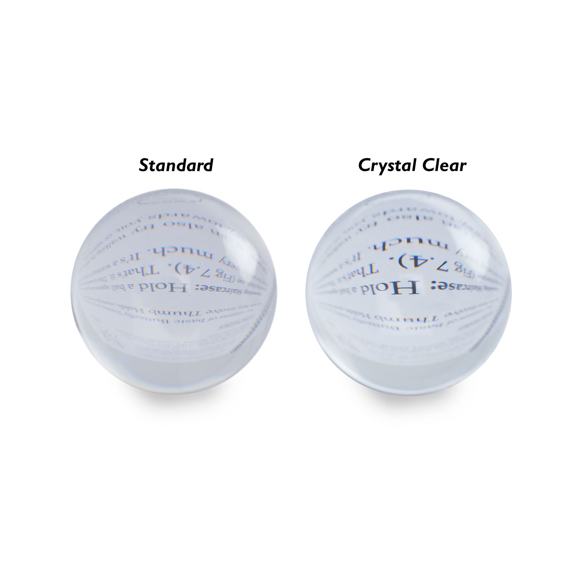 standard clear and crystal clear contact ball side by side
