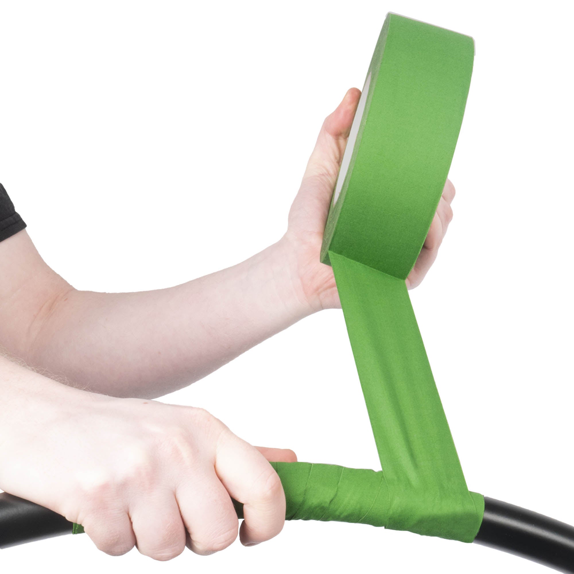 taping a hoop with green 5cm wide