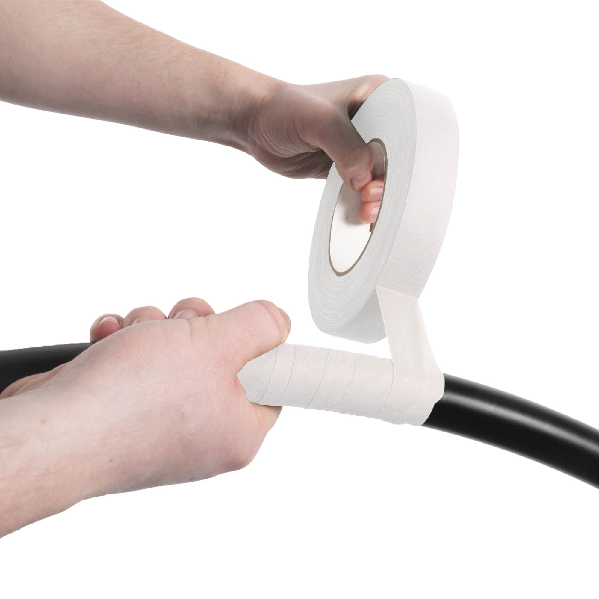 taping a hoop with white 2.5cm wide tape