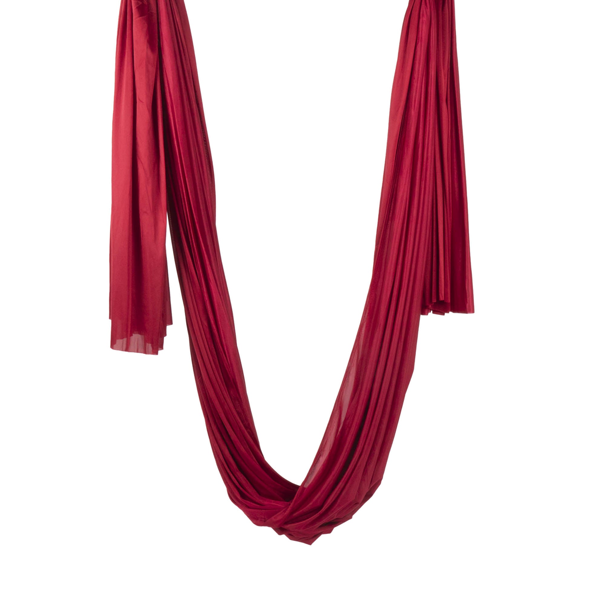 Maroon yoga hammock rigged