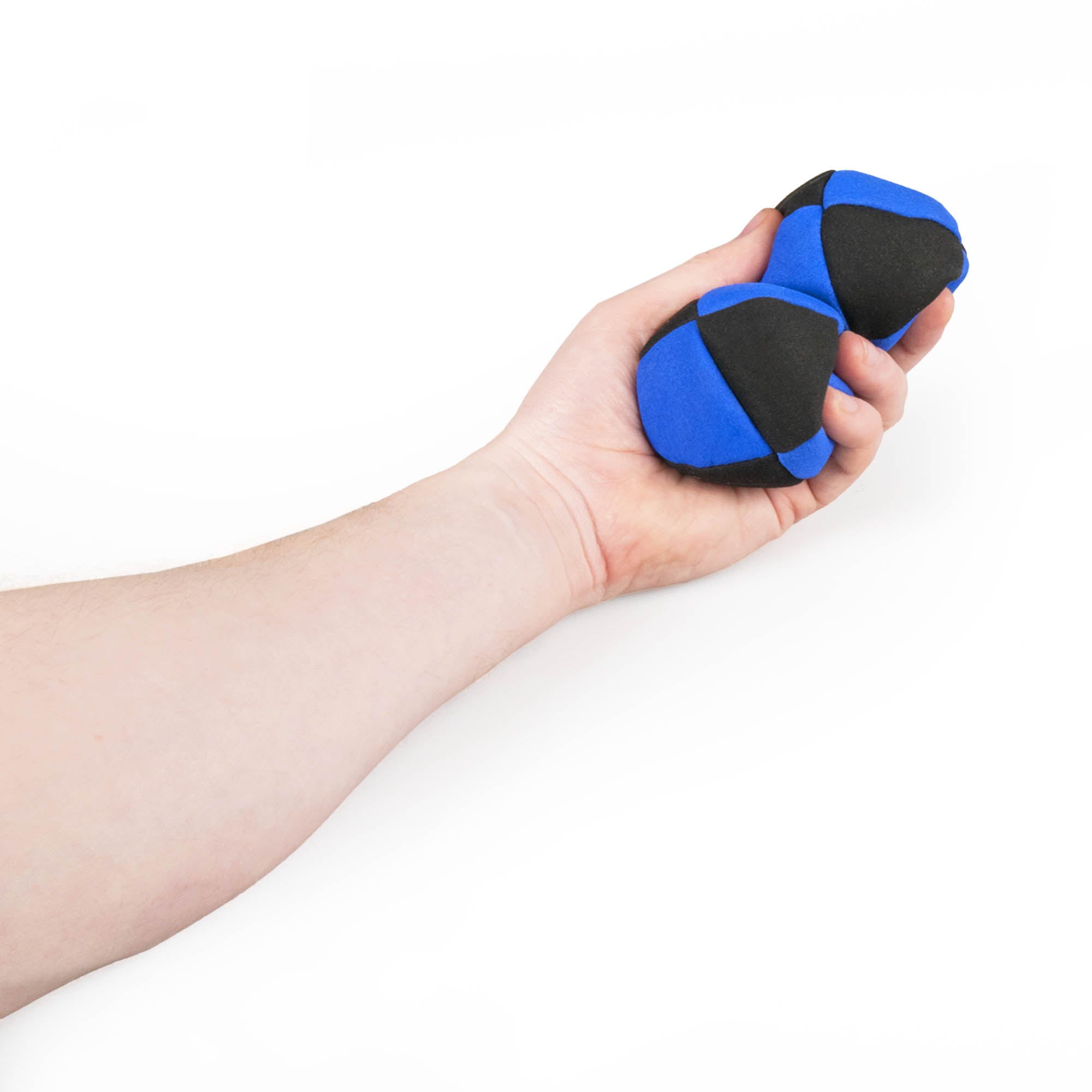 Blue and black two balls in hand