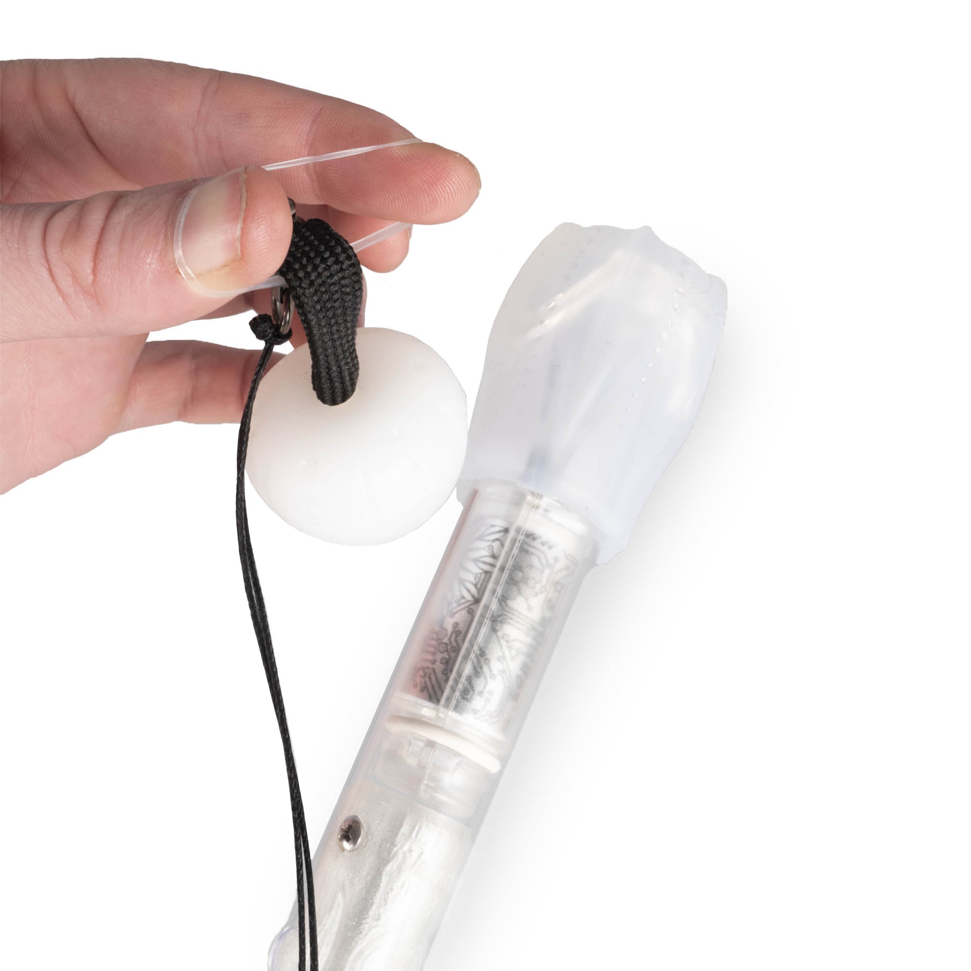 Flowtoys composite contact wand v2 attaching the knob with the elastic ring to the wand end