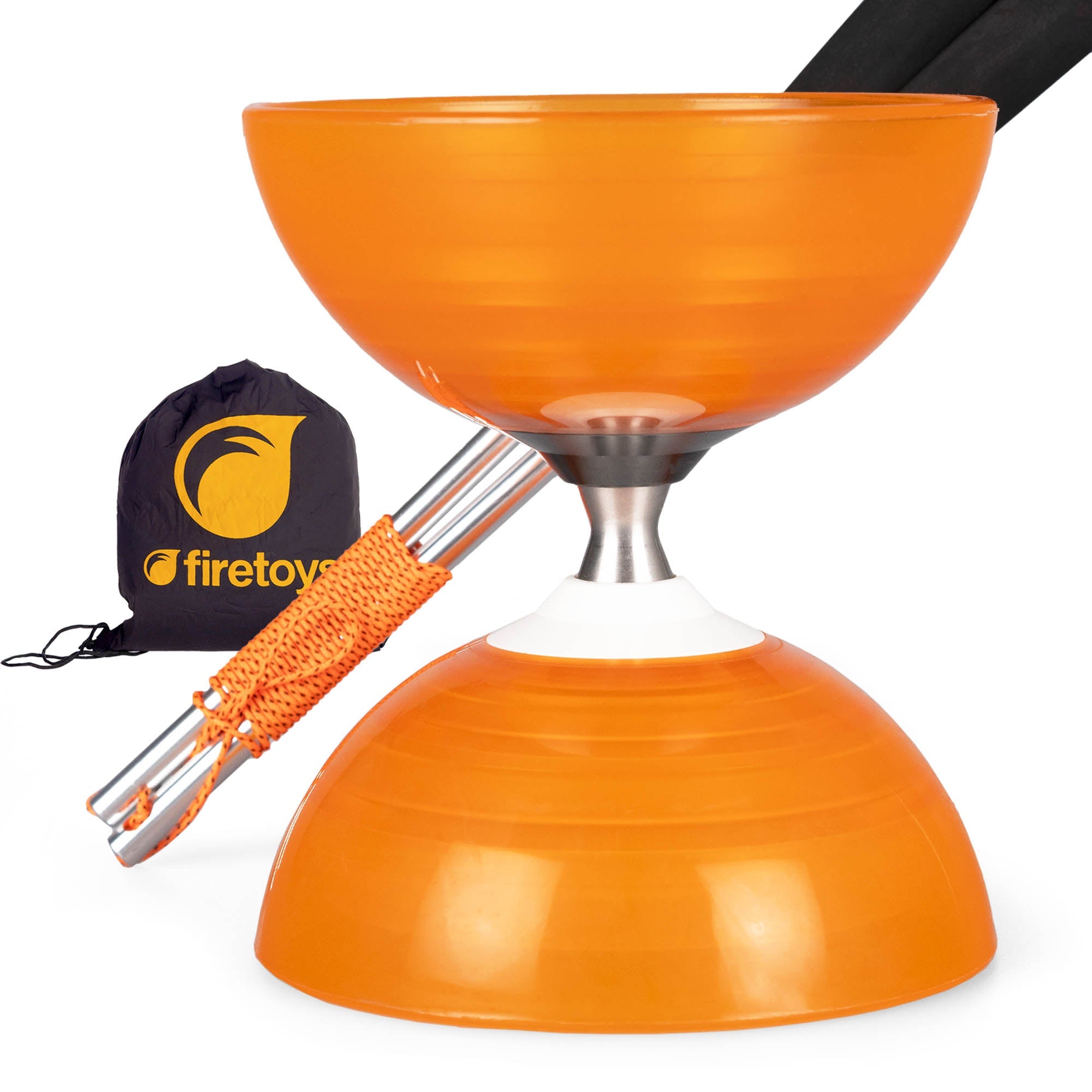 orange diabolo with sticks and bag