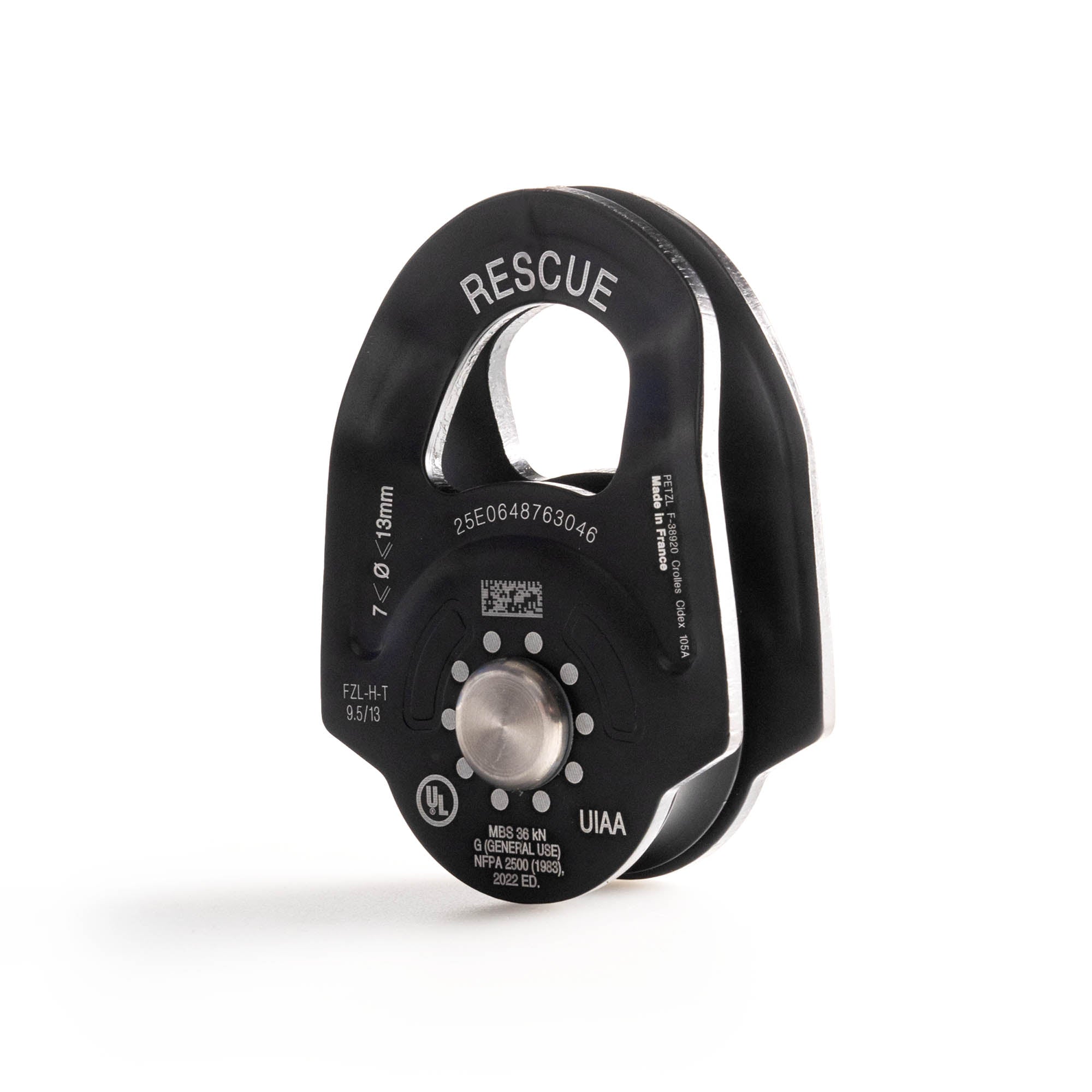 Petzl pulley rescue in black at angle
