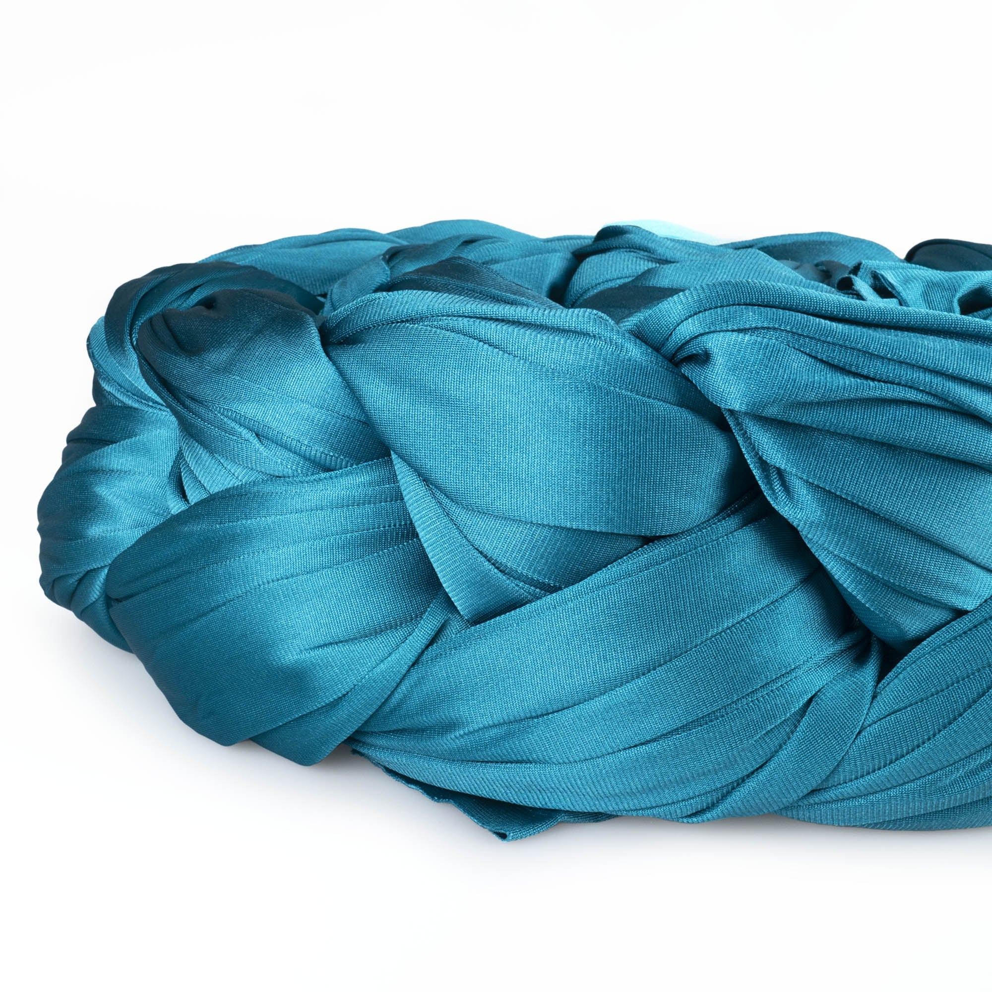 Pine green silk coiled