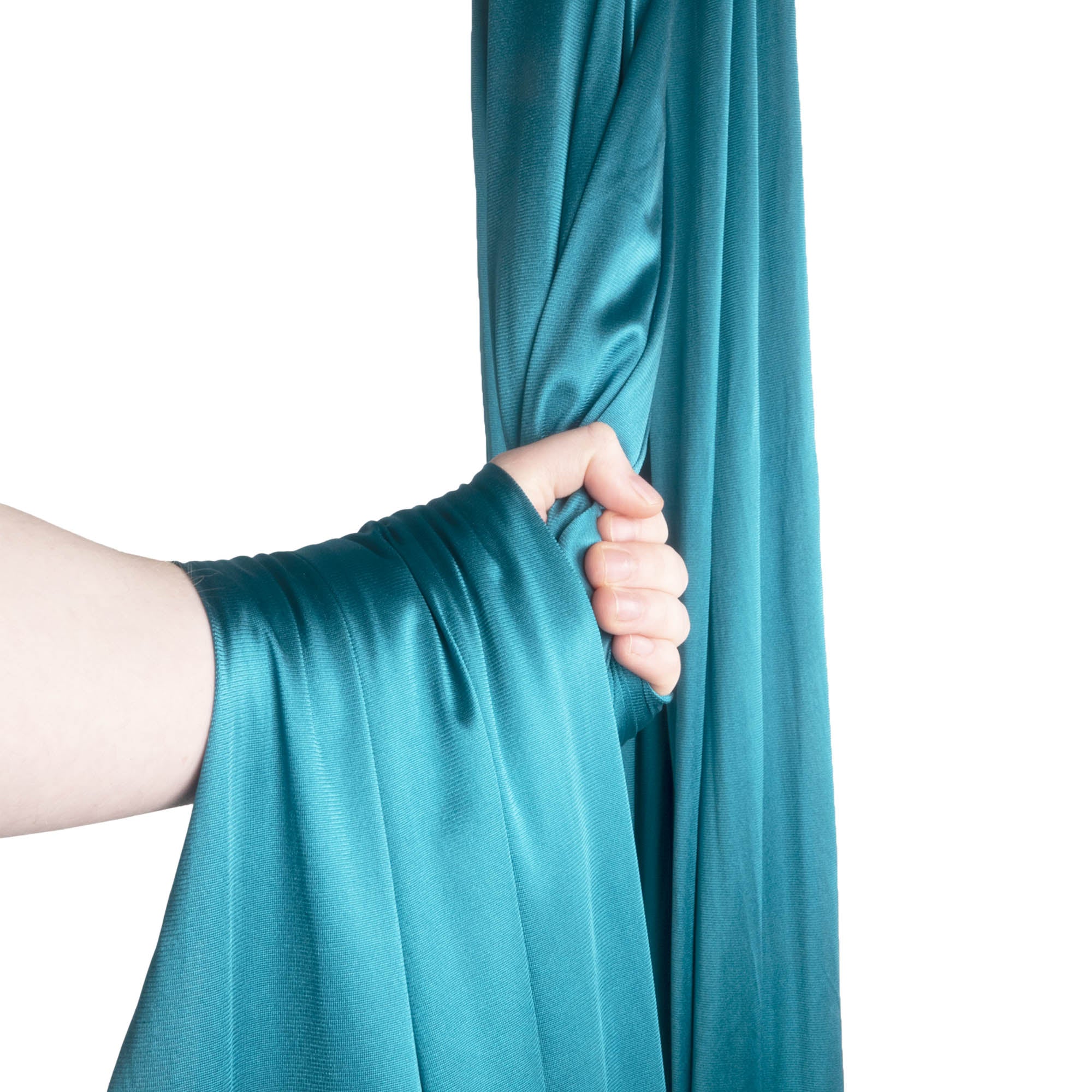 Pine green silk wrapped around hand