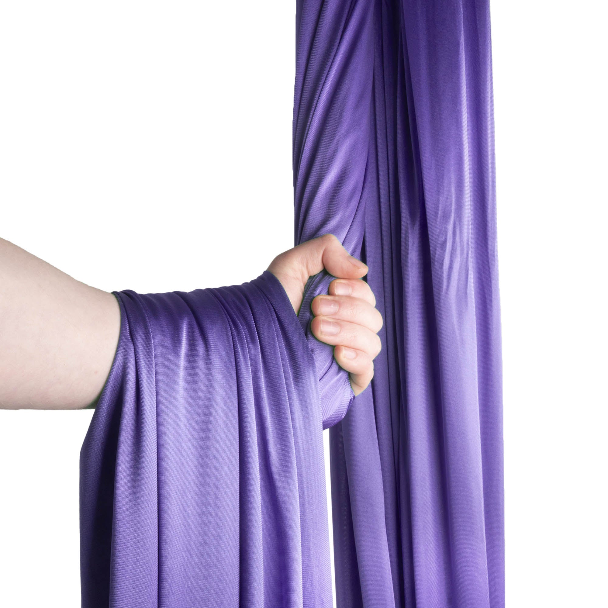 Purple silk wrapped around hand