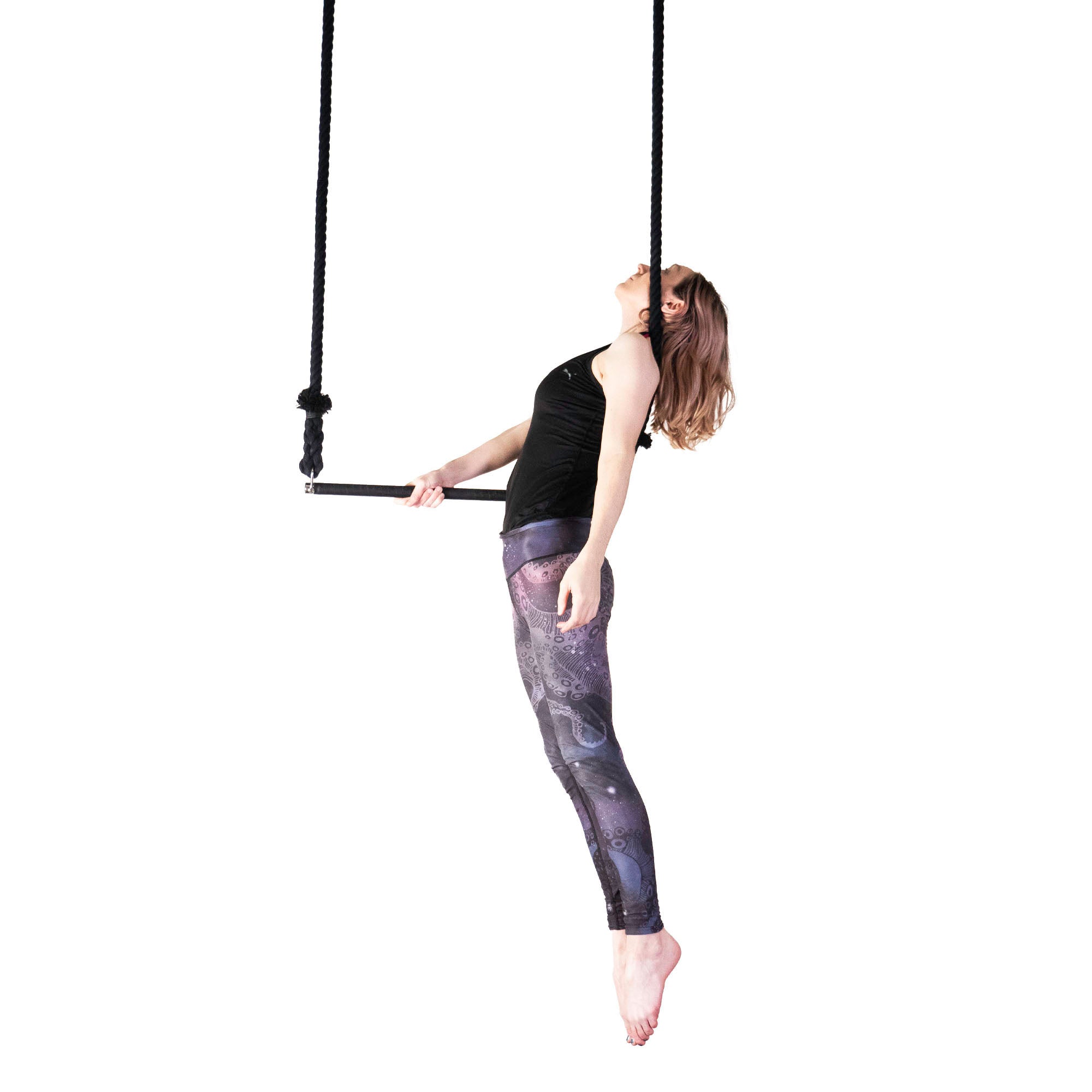 performer on shackle trapeze