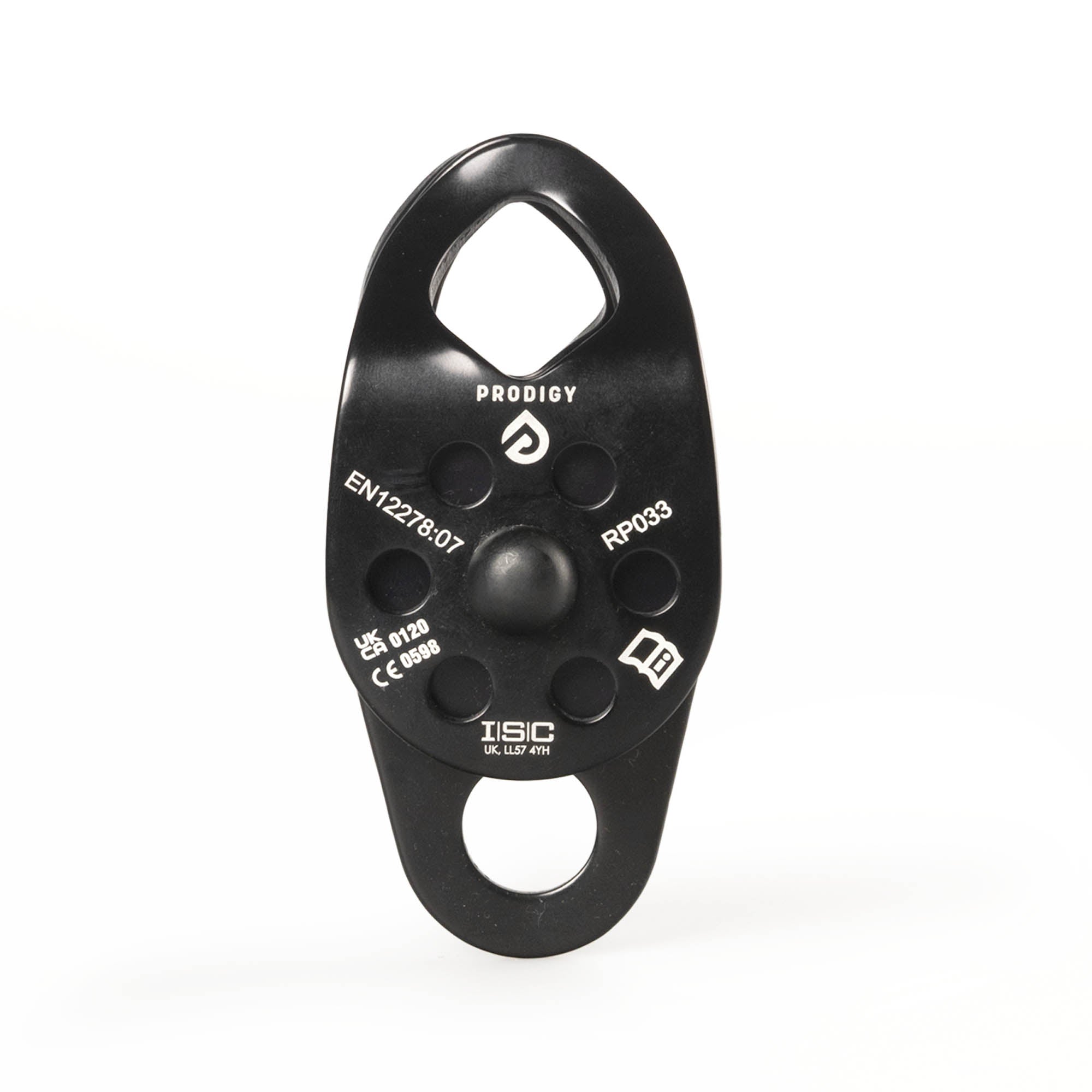 Black pulley with Prodigy branding on a white background