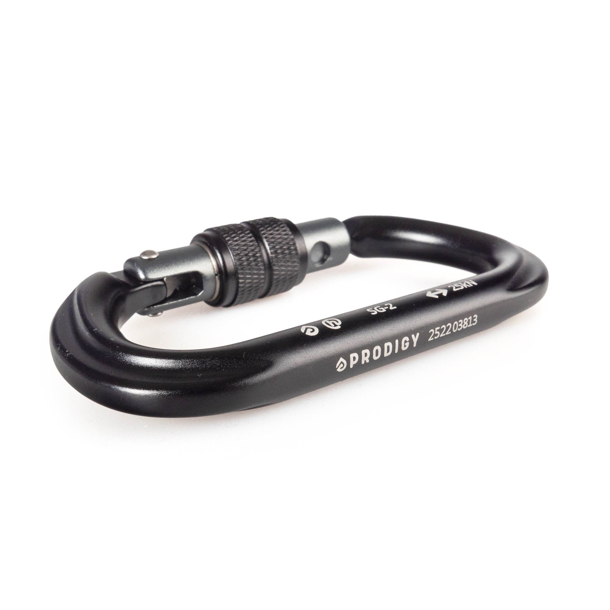 Prodigy SG-2 Screw gate carabiner - black laying flat