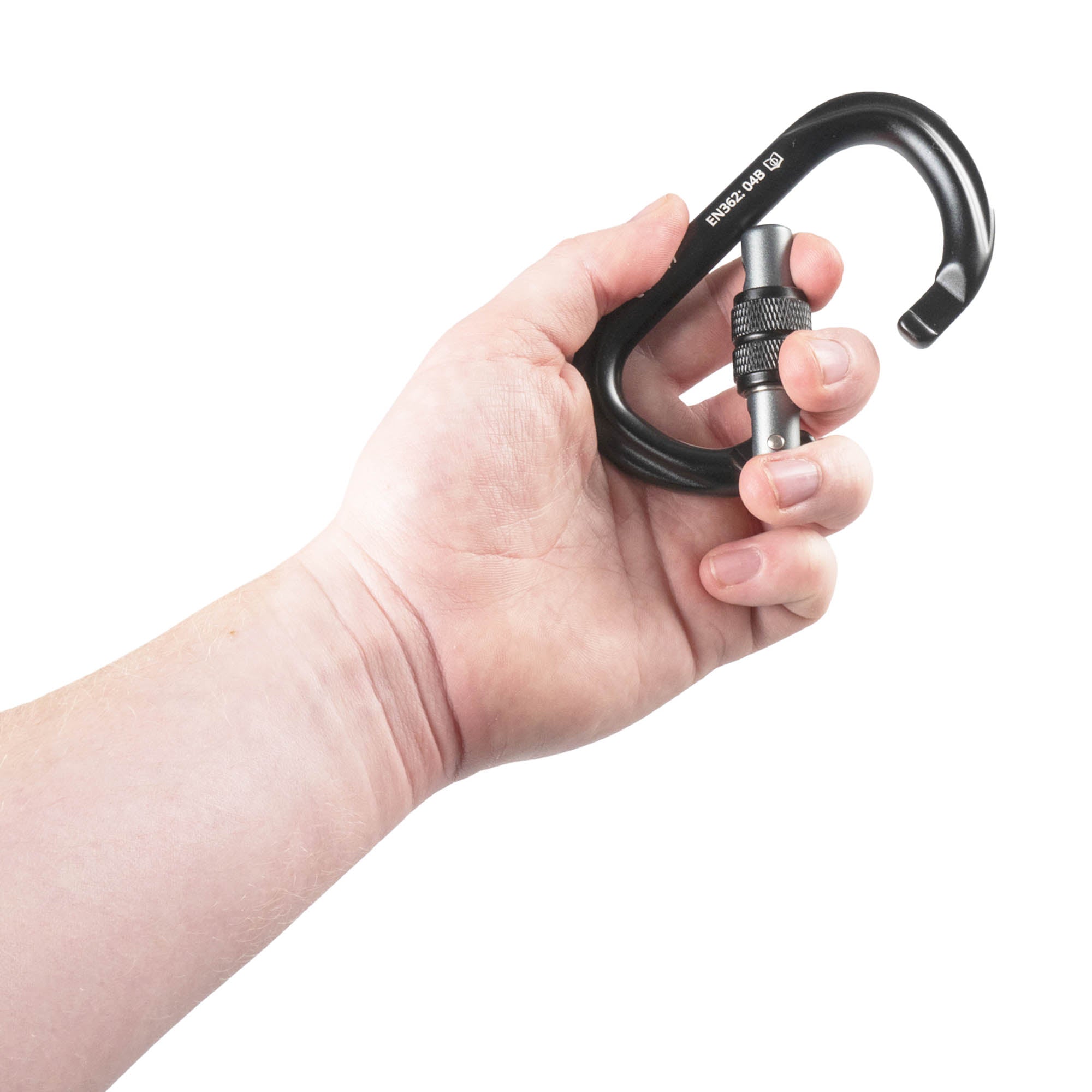 Prodigy SG-2 Screw gate carabiner - black in hand