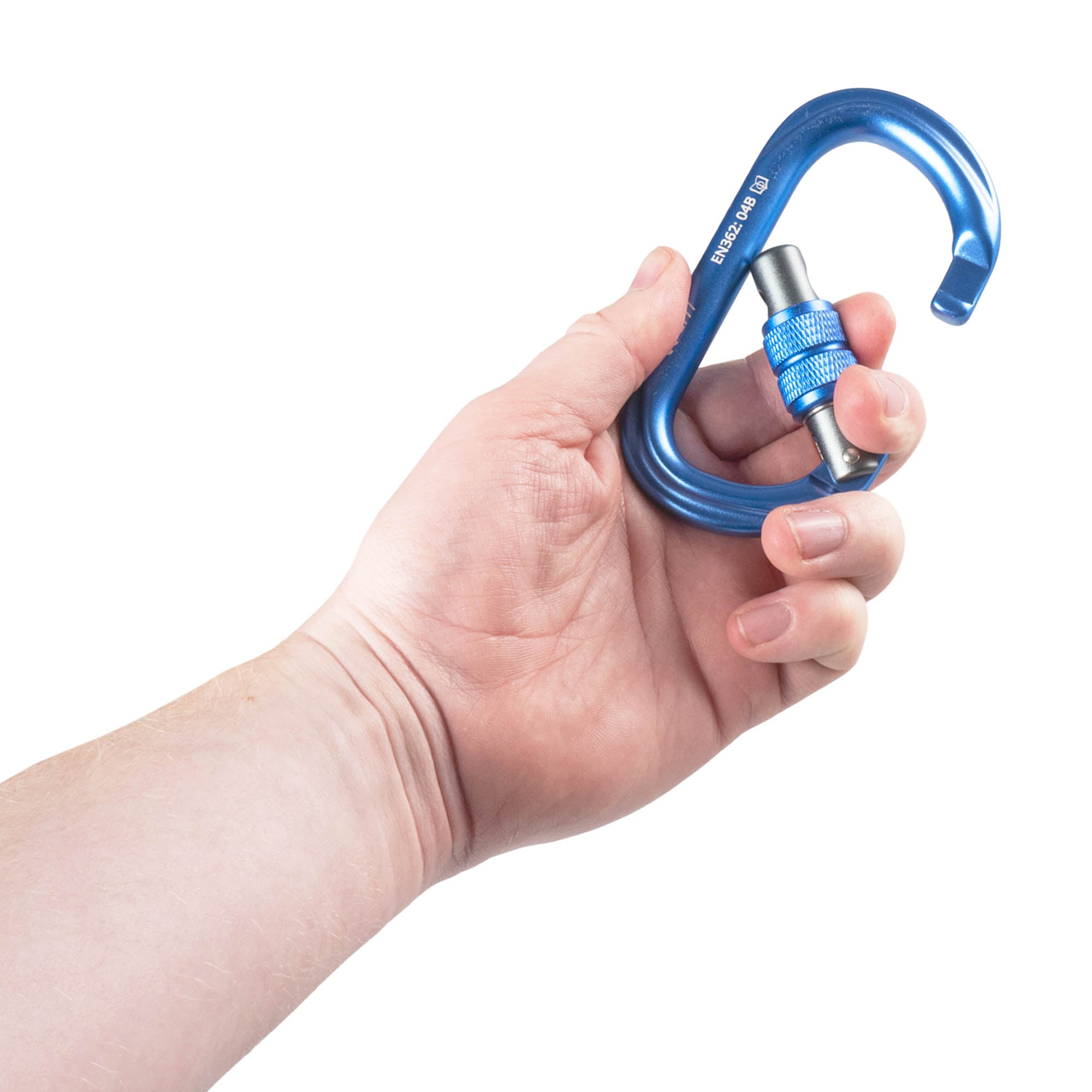 Prodigy SG-2 Screw gate carabiner - blue in hand