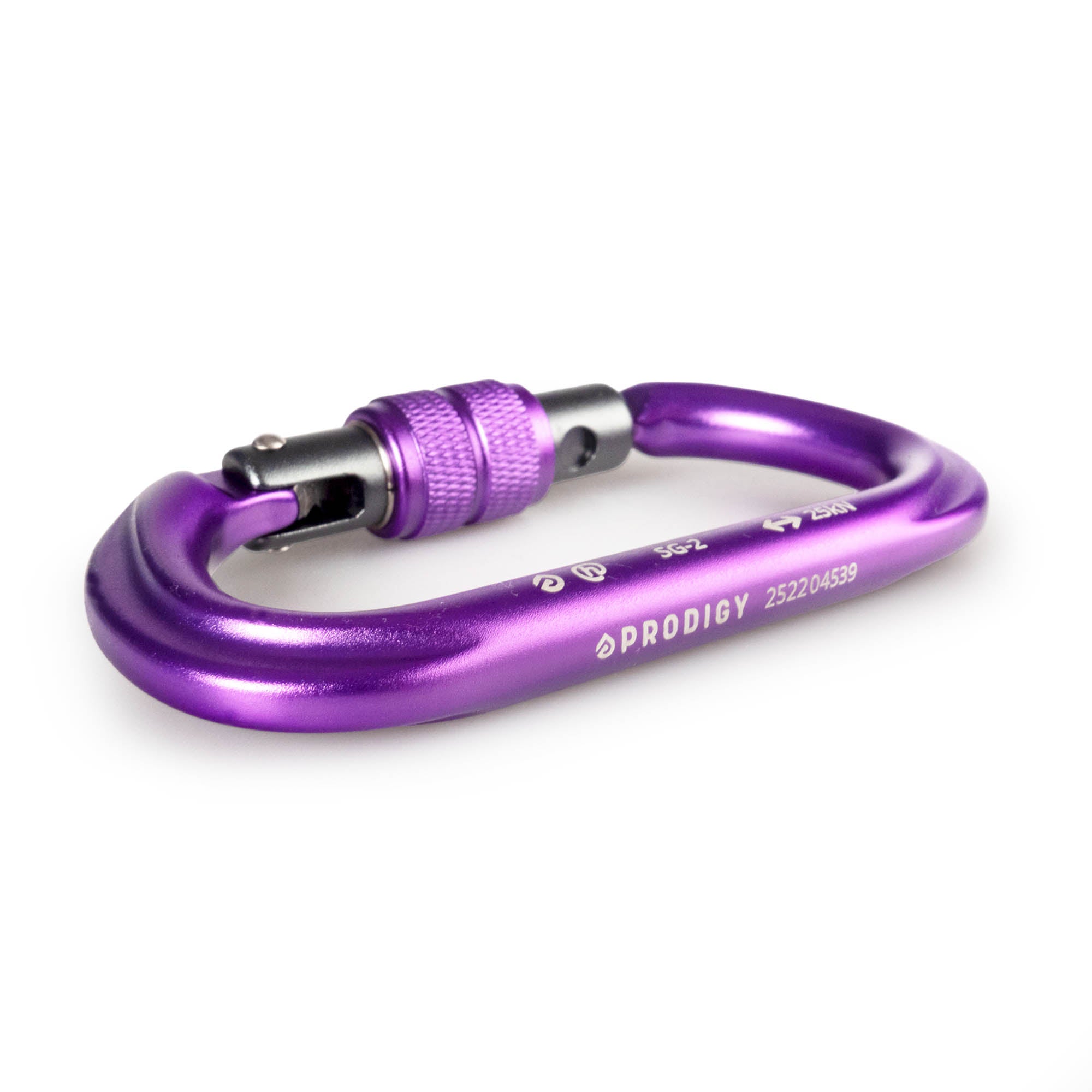 Prodigy SG-2 Screw gate carabiner - purple laying flat