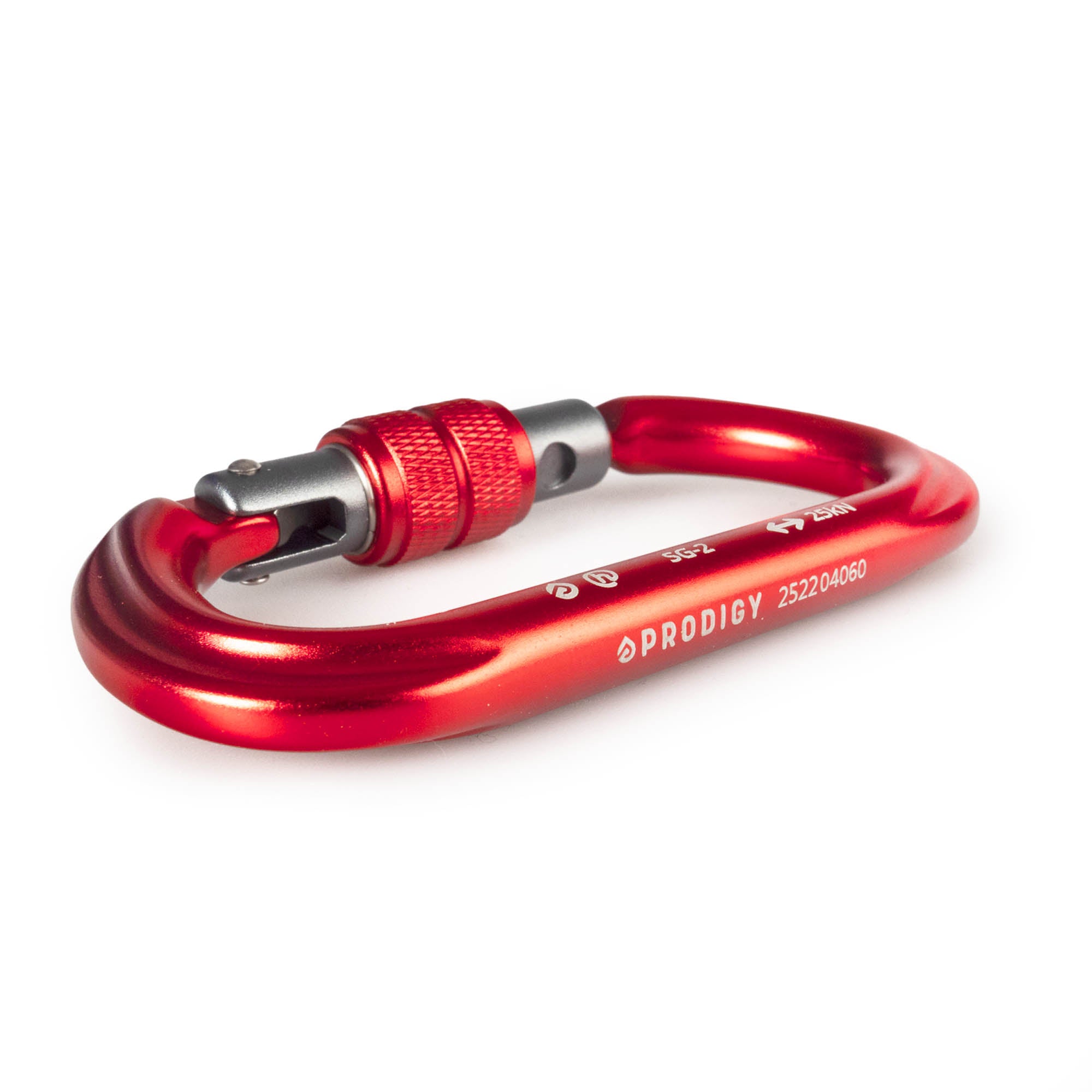 Prodigy SG-2 Screw gate carabiner - red laying flat