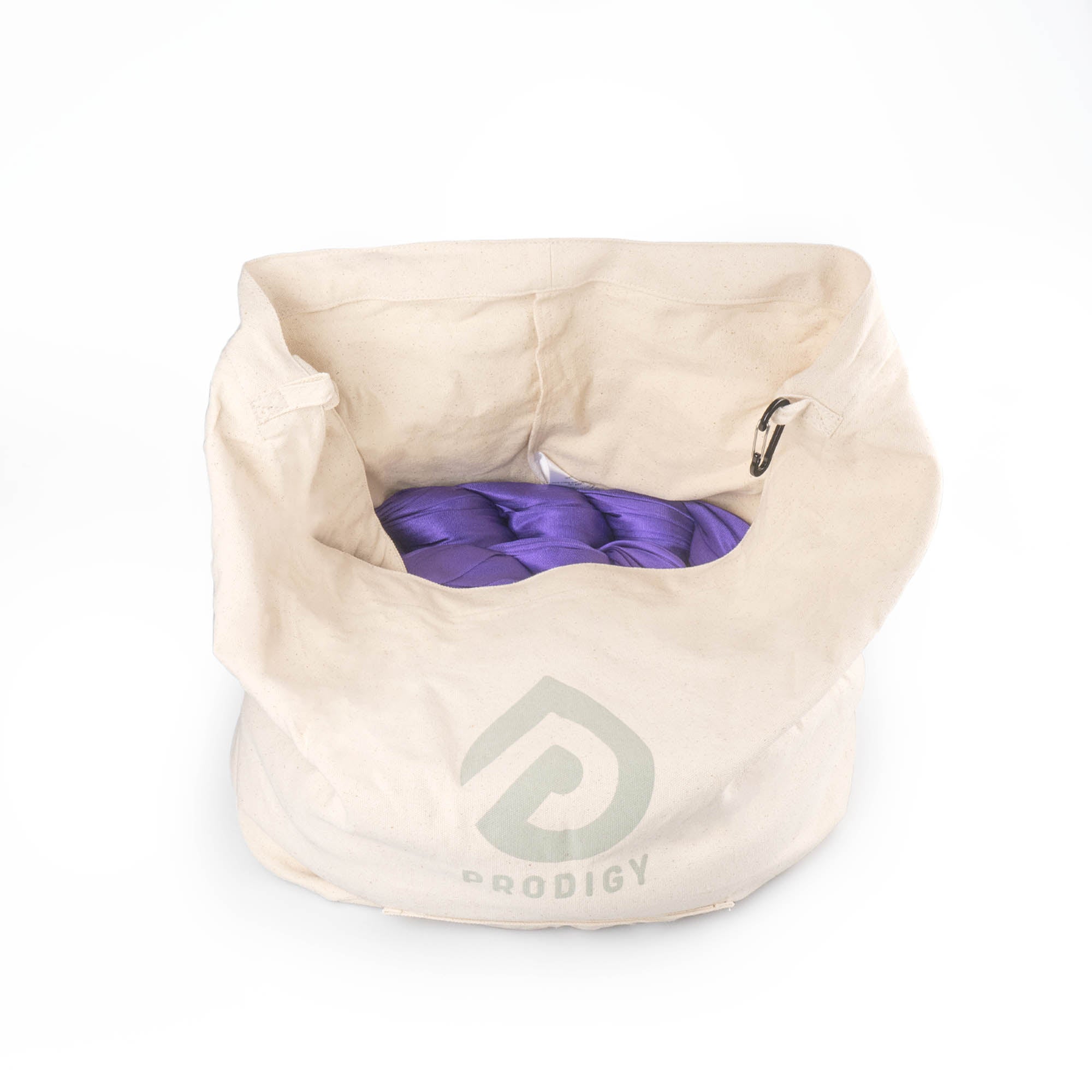 Purple aerial silk in eco bag