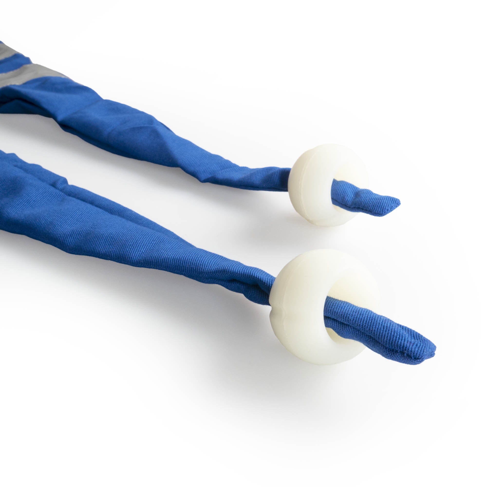 Status techno sock poi in blue with silicone handles close up