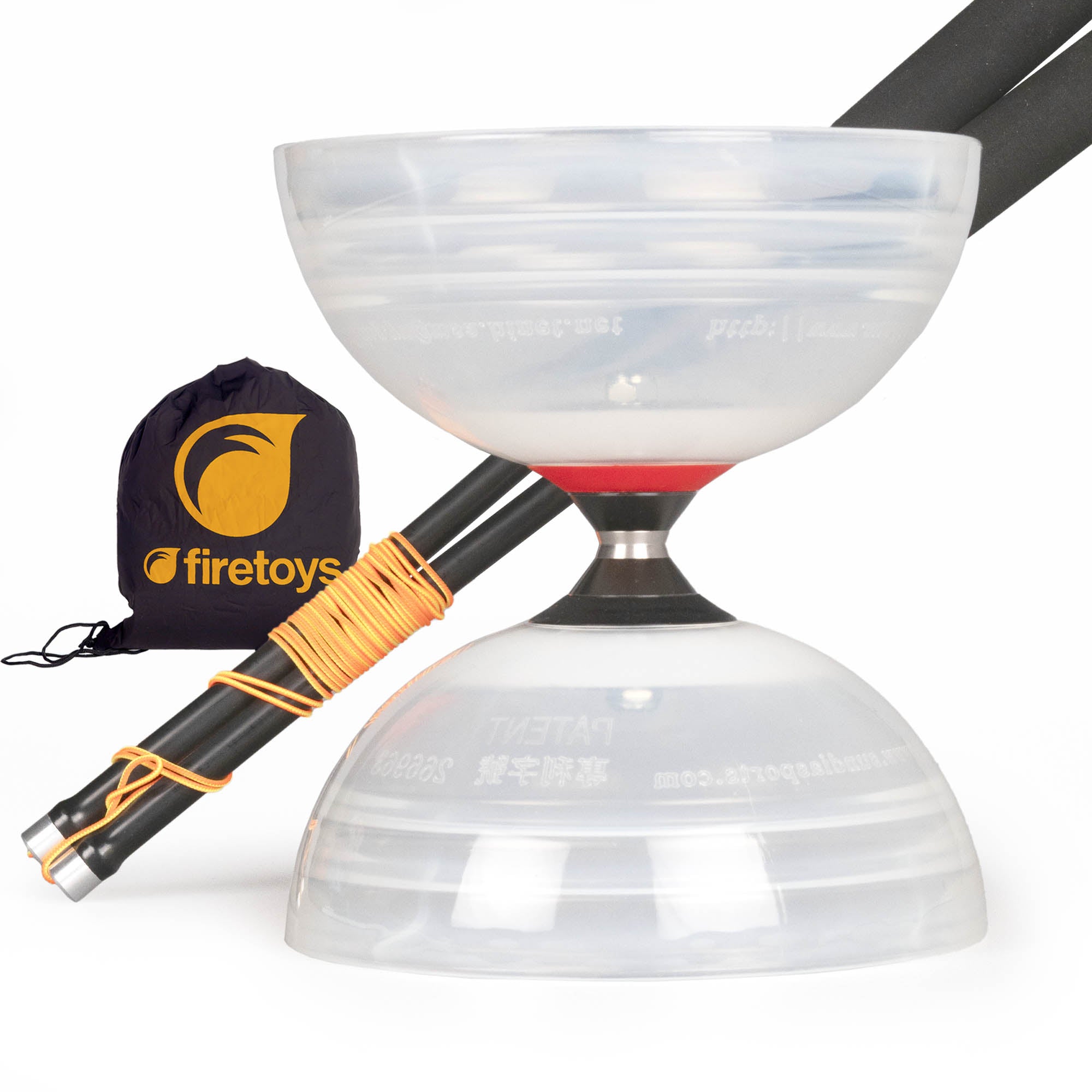 Clear diablo black hand sticks and firetoys bag