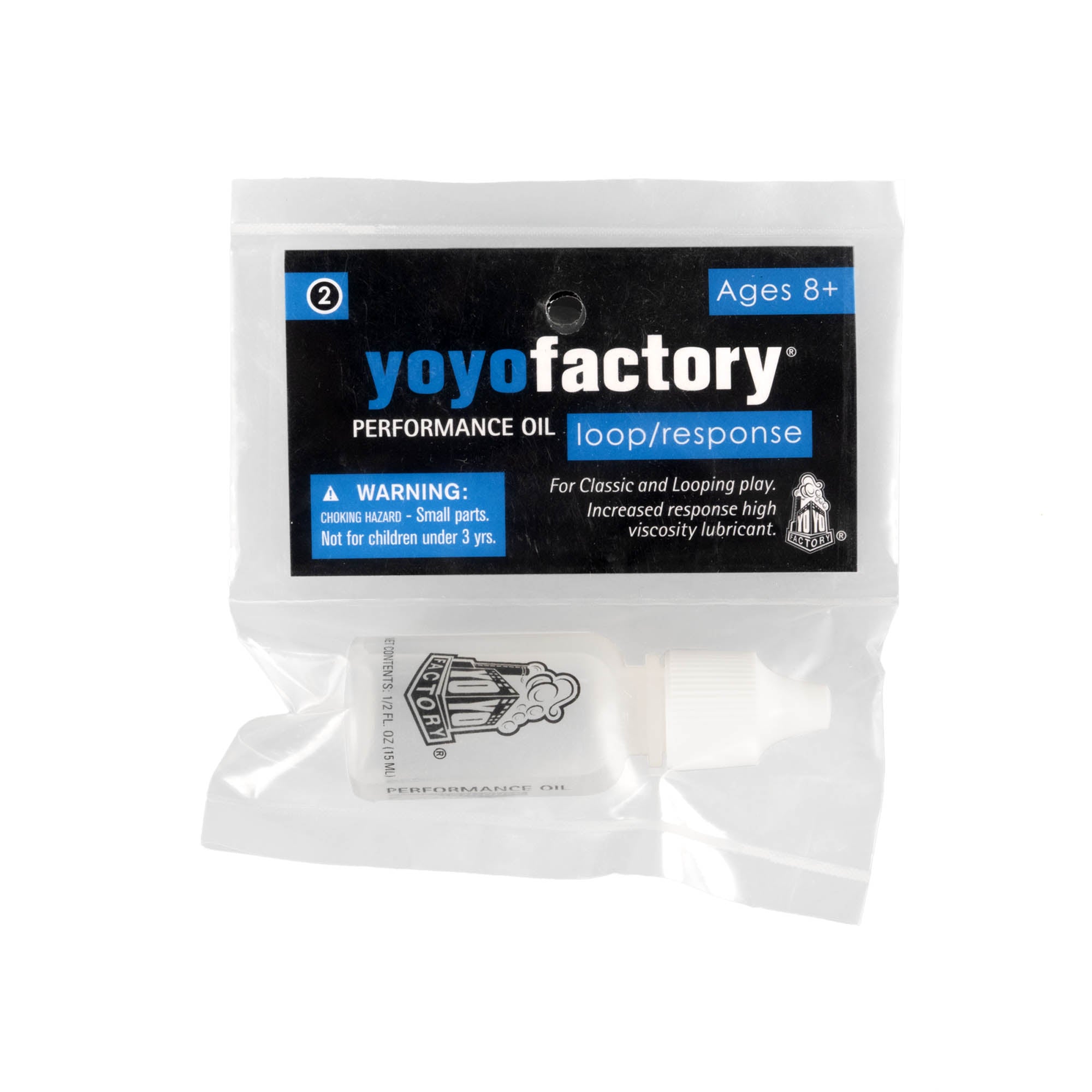 Yoyo factory performance oil in packaging in white background
