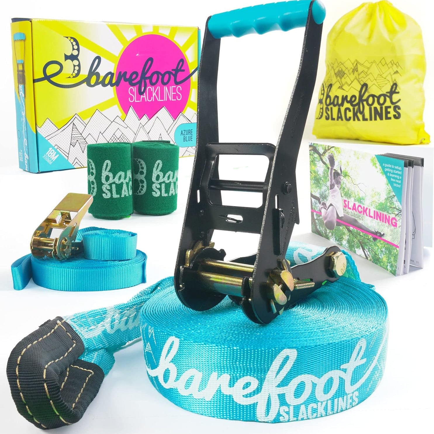 Barefoot Slackline Complete Set in Azure Blue