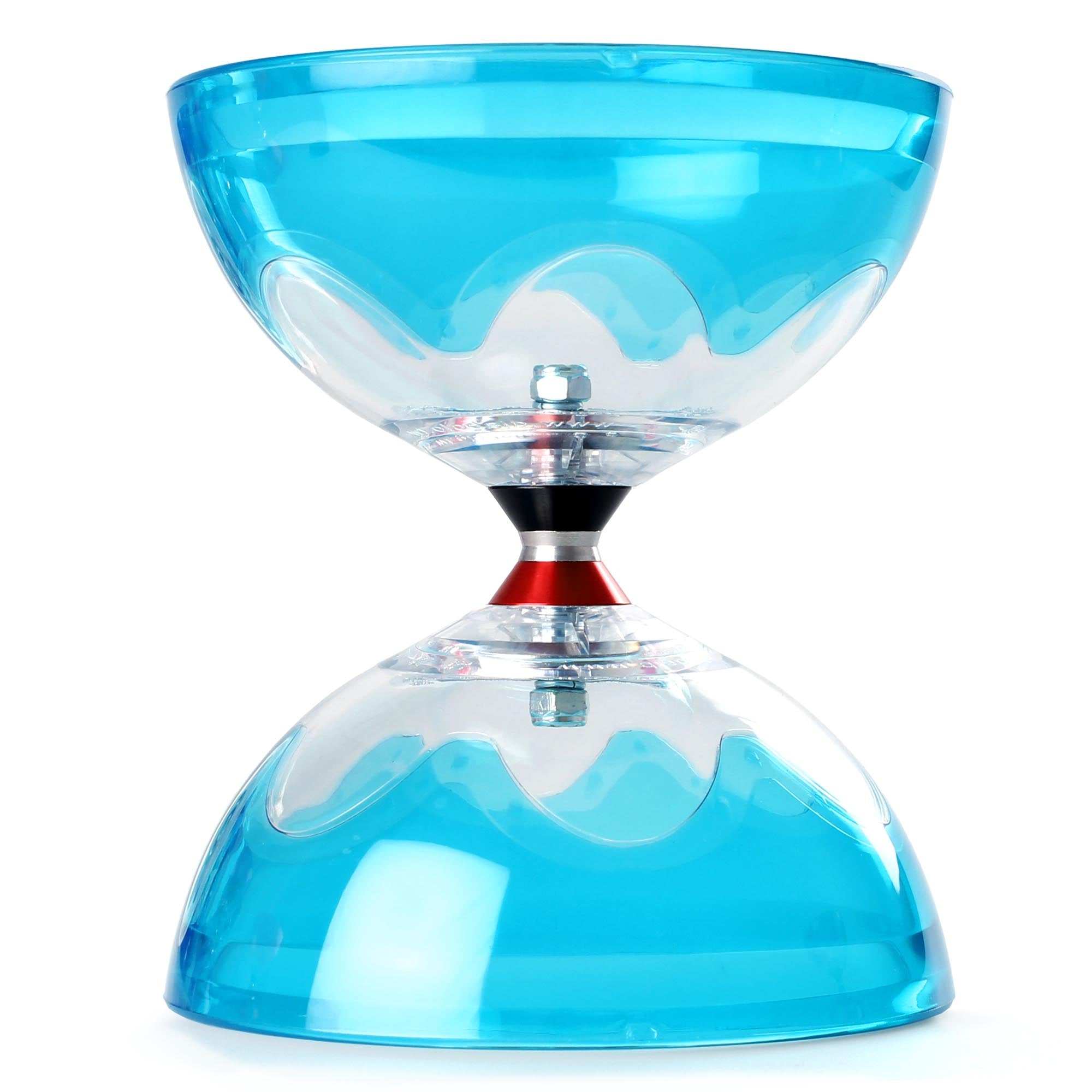 Front view of blue hyperspin diabolo