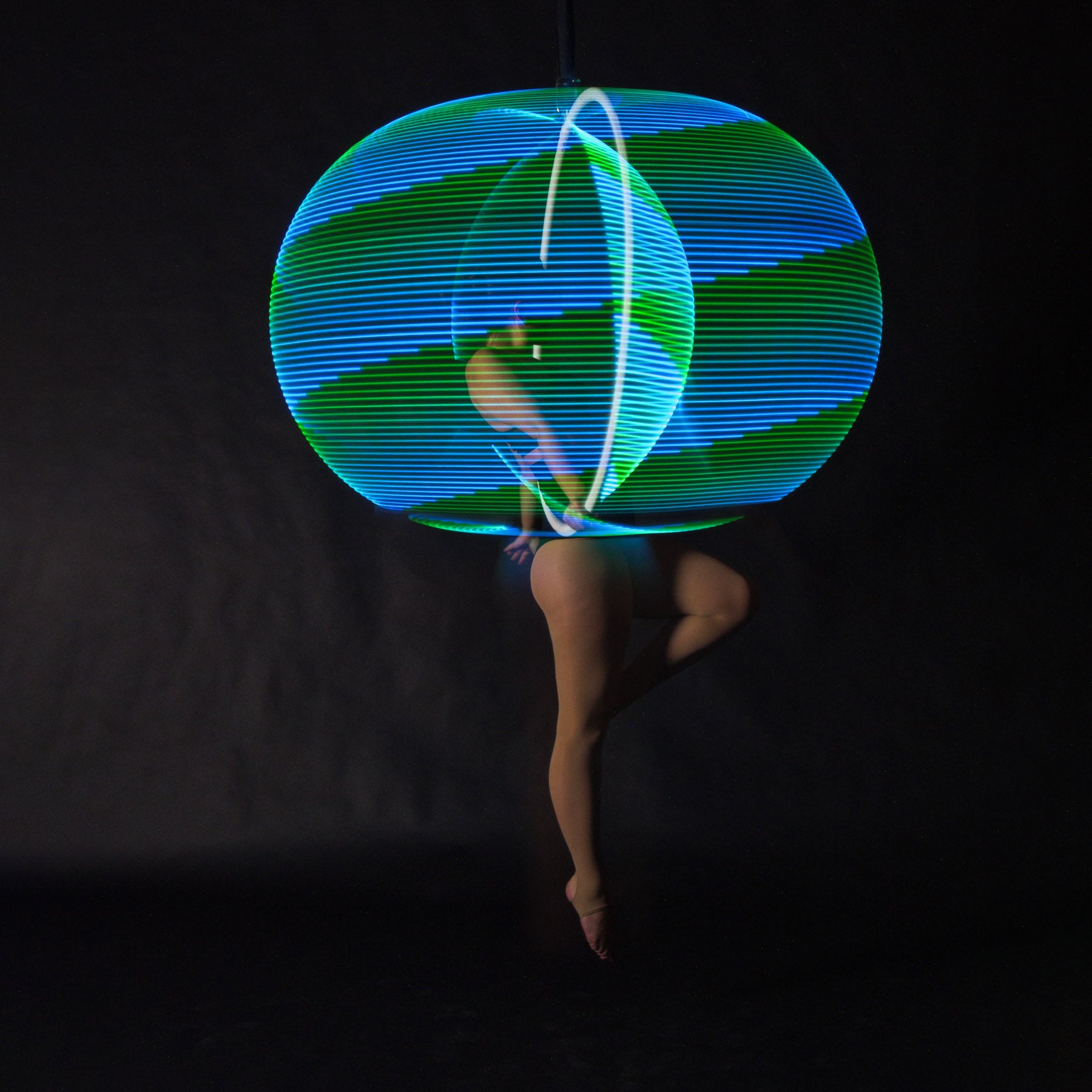 Glowing hoop action shot