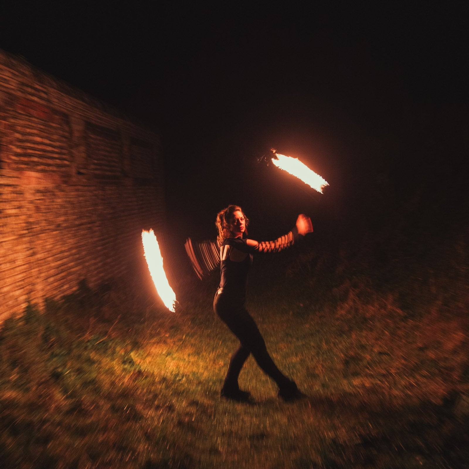 Fire Poi with cord and silcone handles