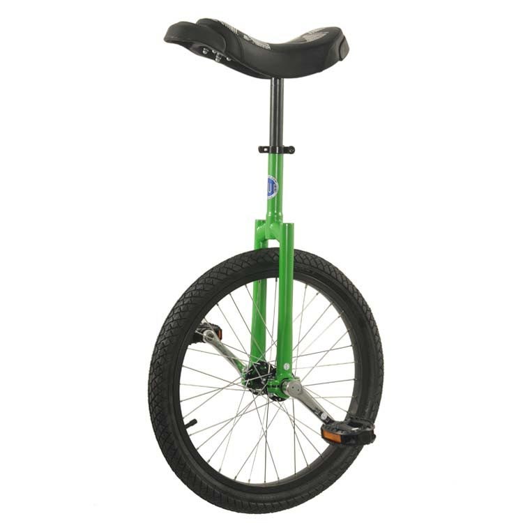 unicycle with a green frame