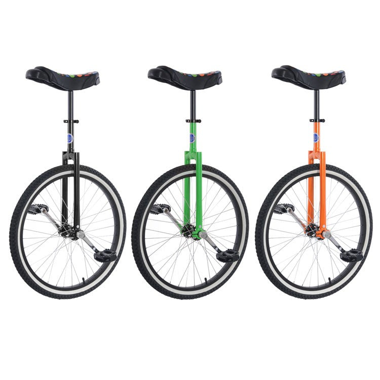 A row of unicycles