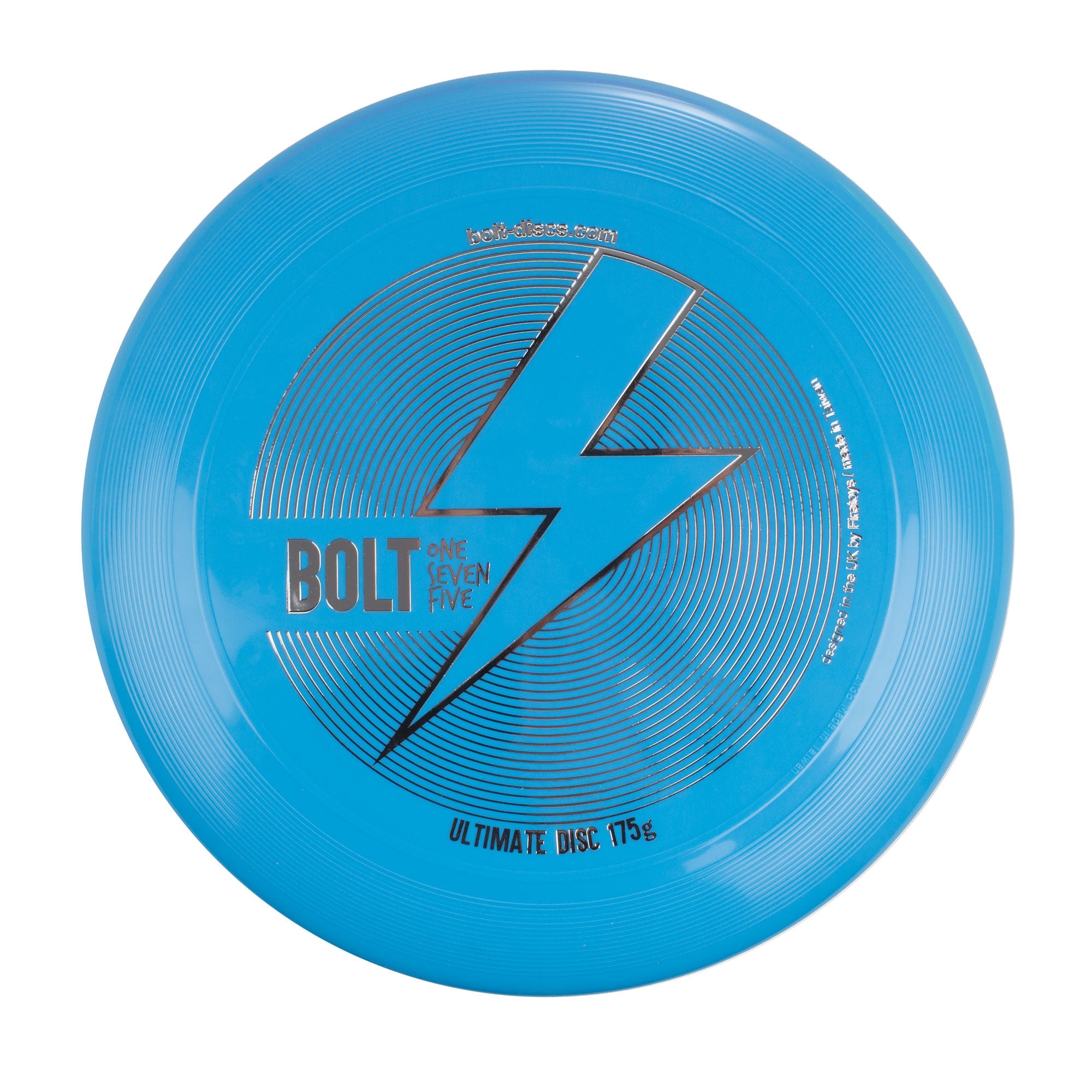 Blue BOLT frisbee from a front angle