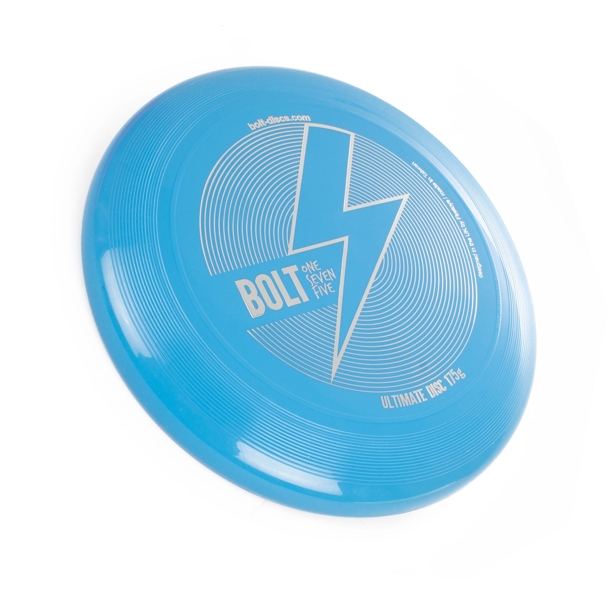 Blue BOLT frisbee at an angle