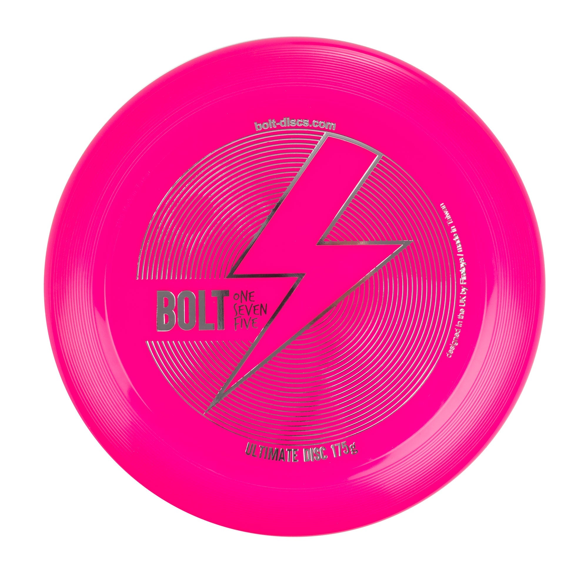 Pink BOLT frisbee from a front angle