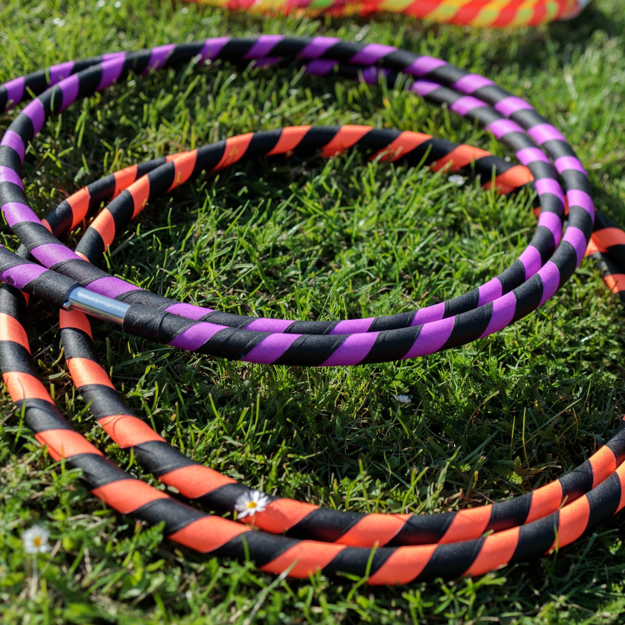 hoops coiled on grass