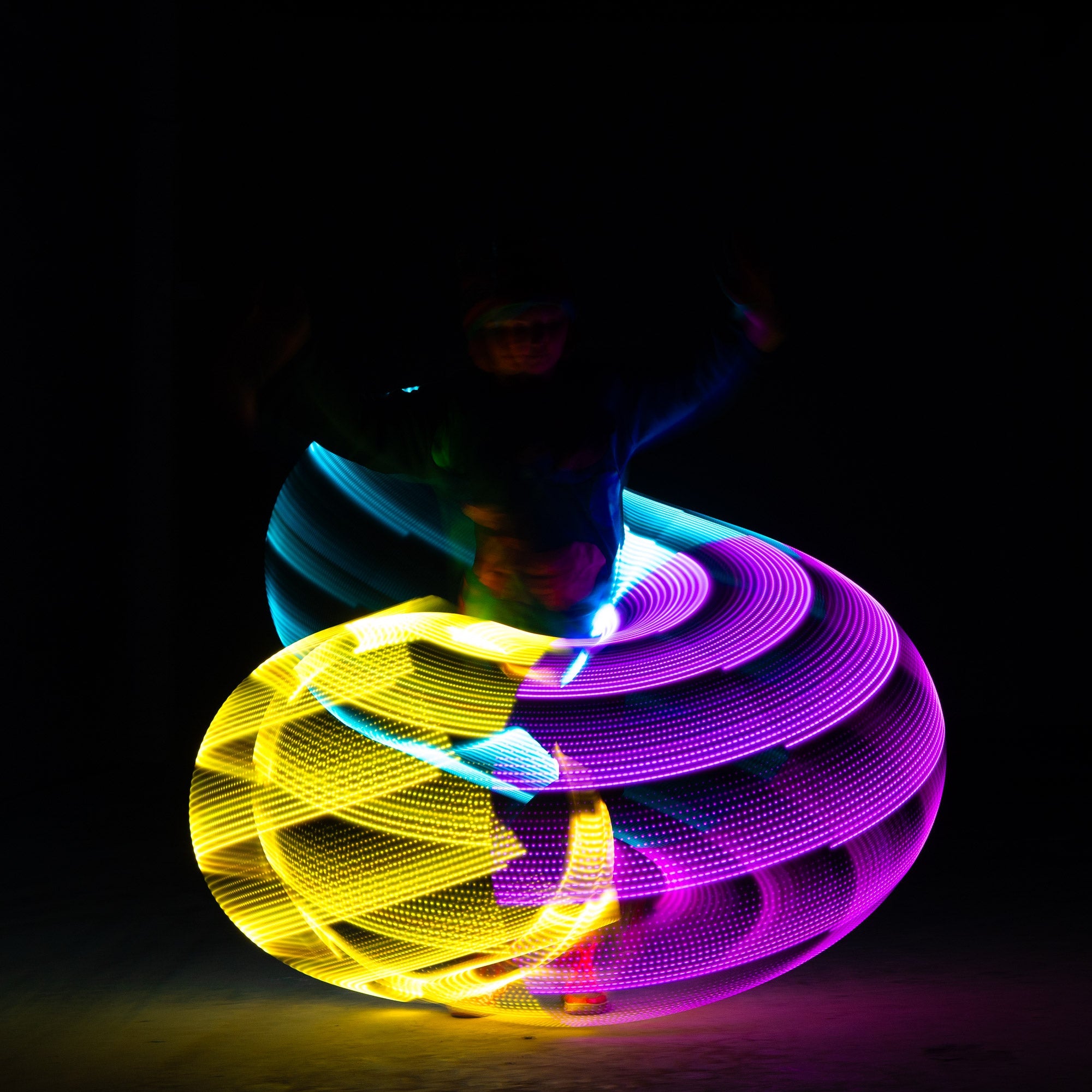 hula hooping with light trails