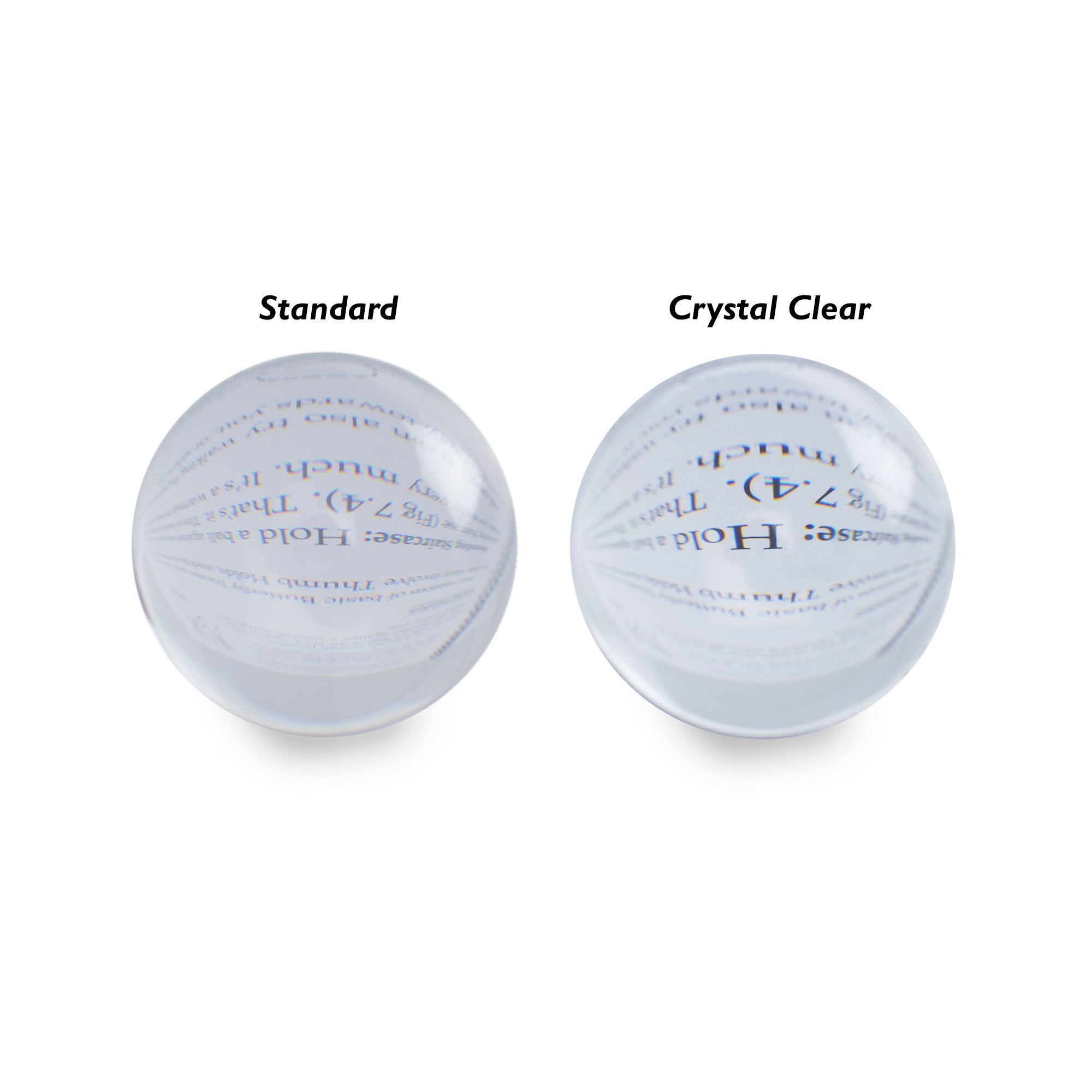 standard clear and crystal clear contact ball side by side