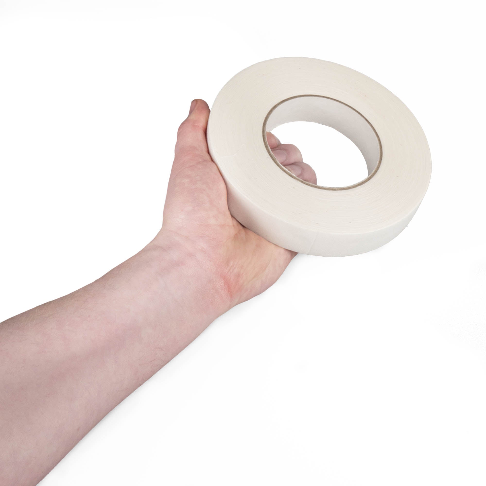 white 2.5cm wide tape in hand