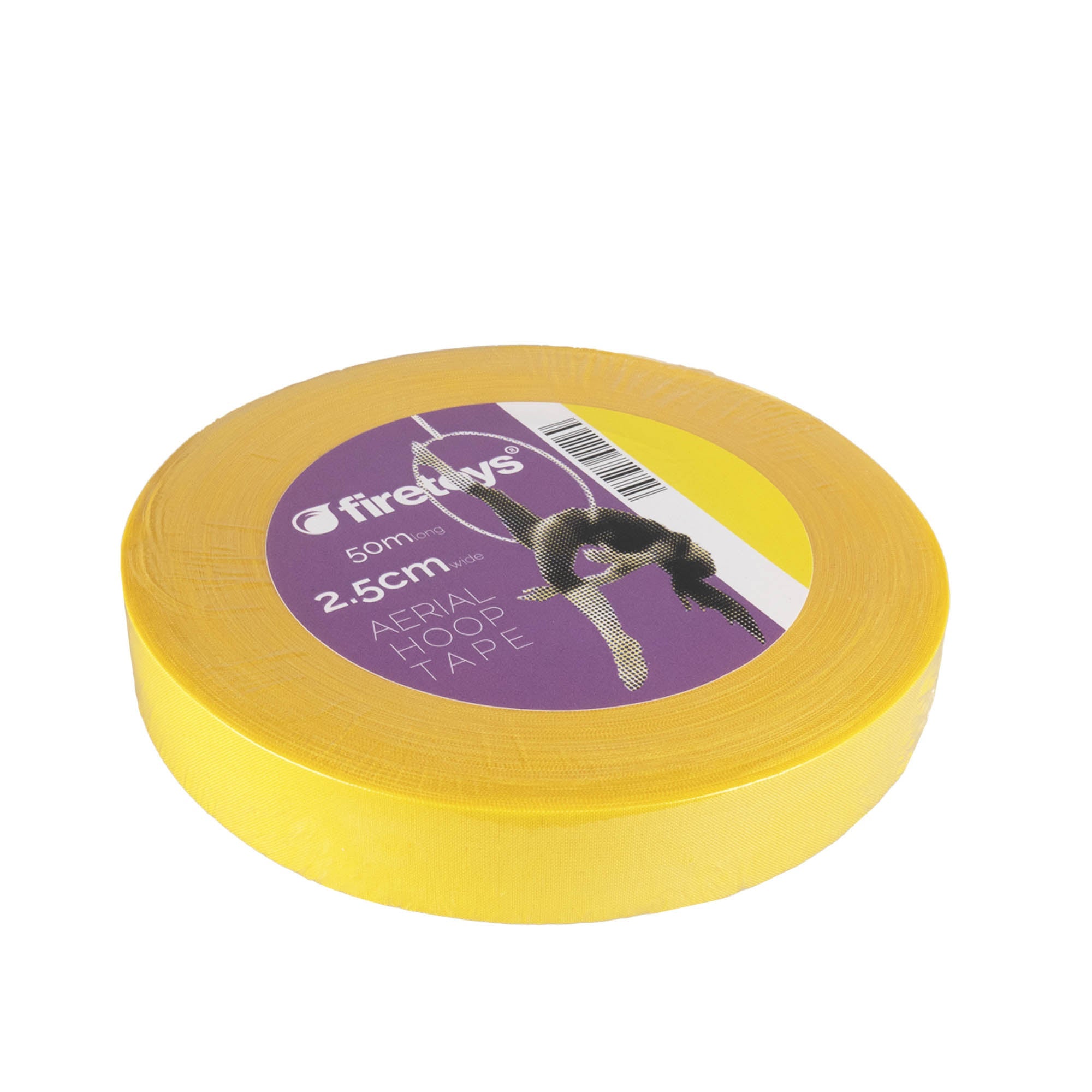 packaged roll of yellow 2.5cm wide tape