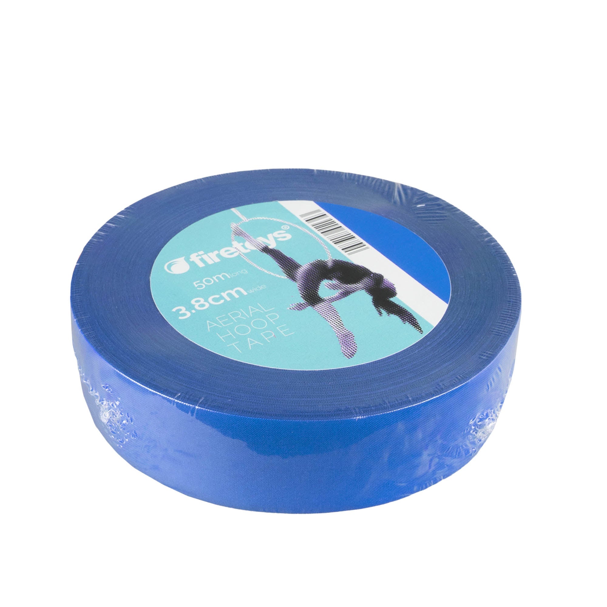 a packaged roll of blue 3.8cm wide tape