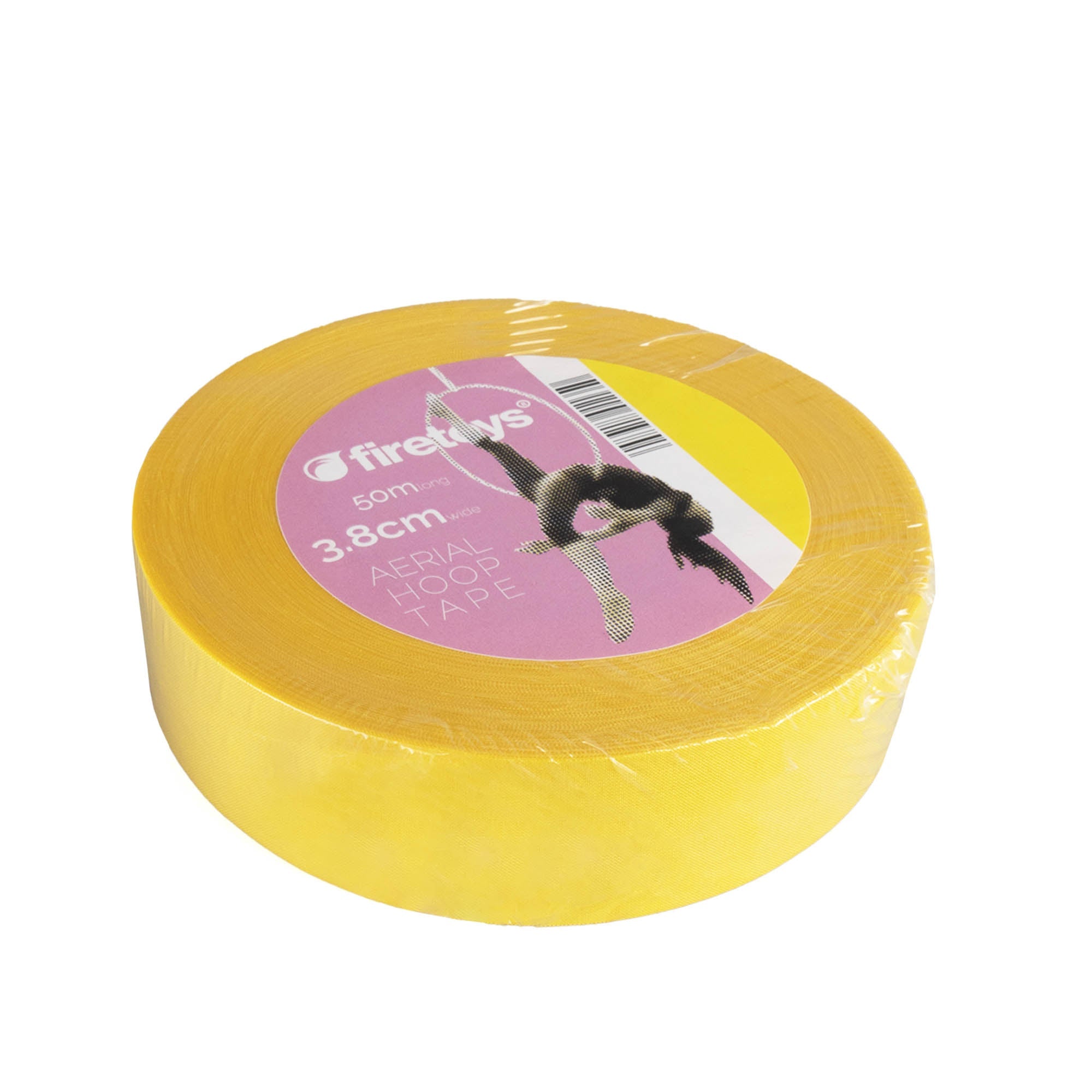 packaged roll of yellow 3.8cm wide tape