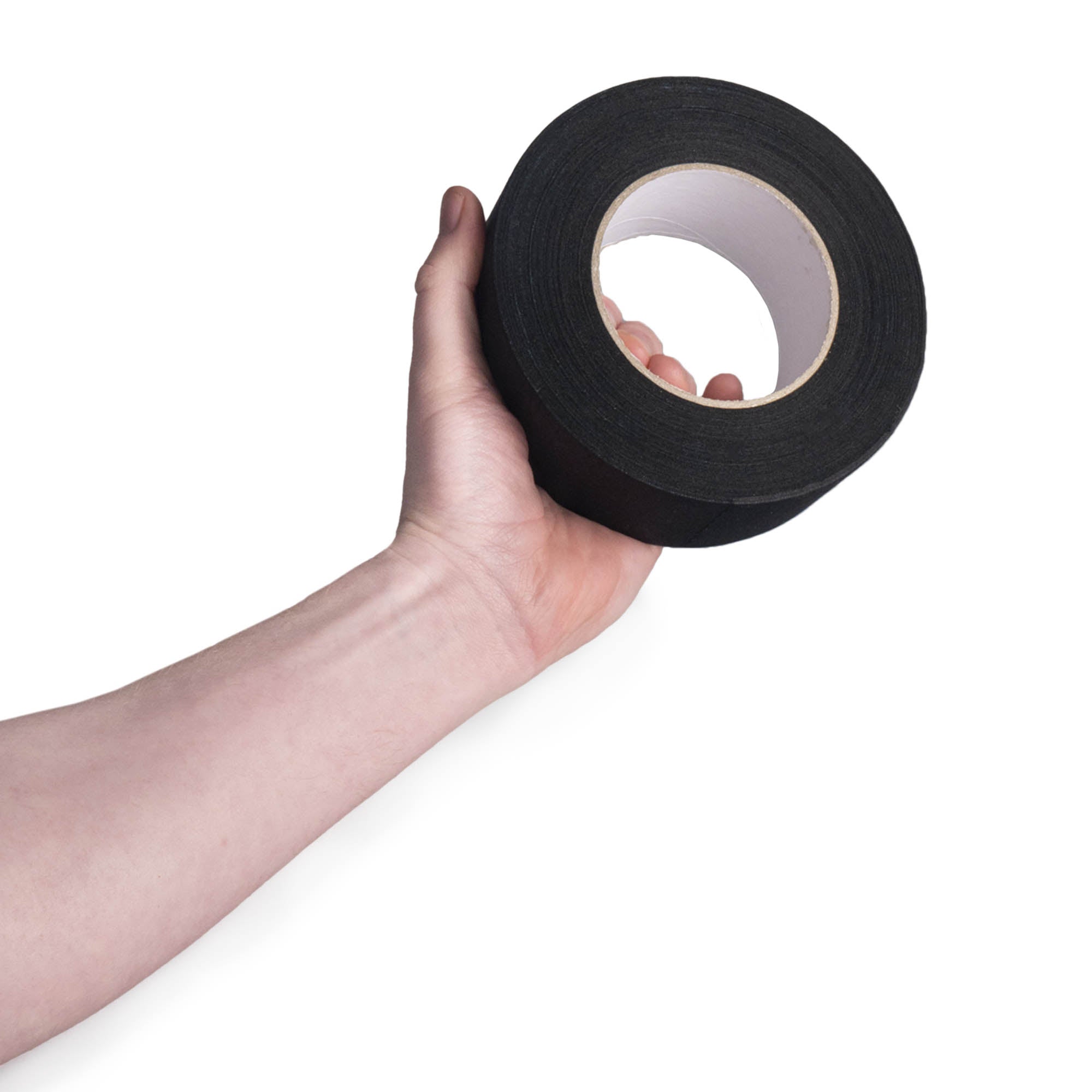black 5cm wide tape in hand