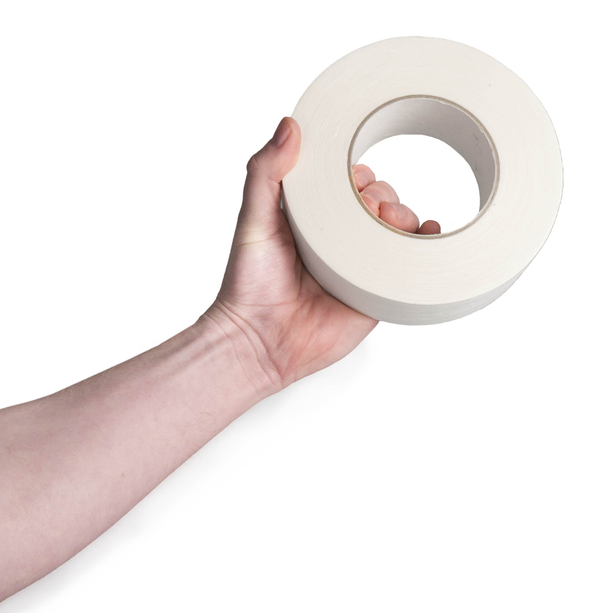 white 5cm wide tape in hand