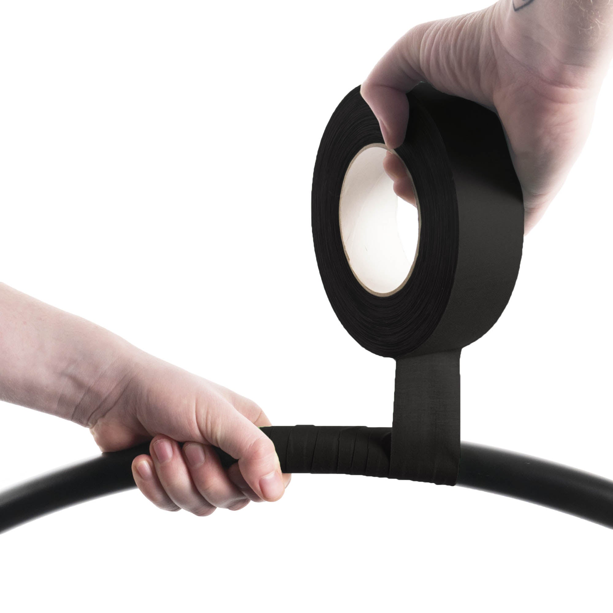 taping a hoop with black 3.8cm wide tape
