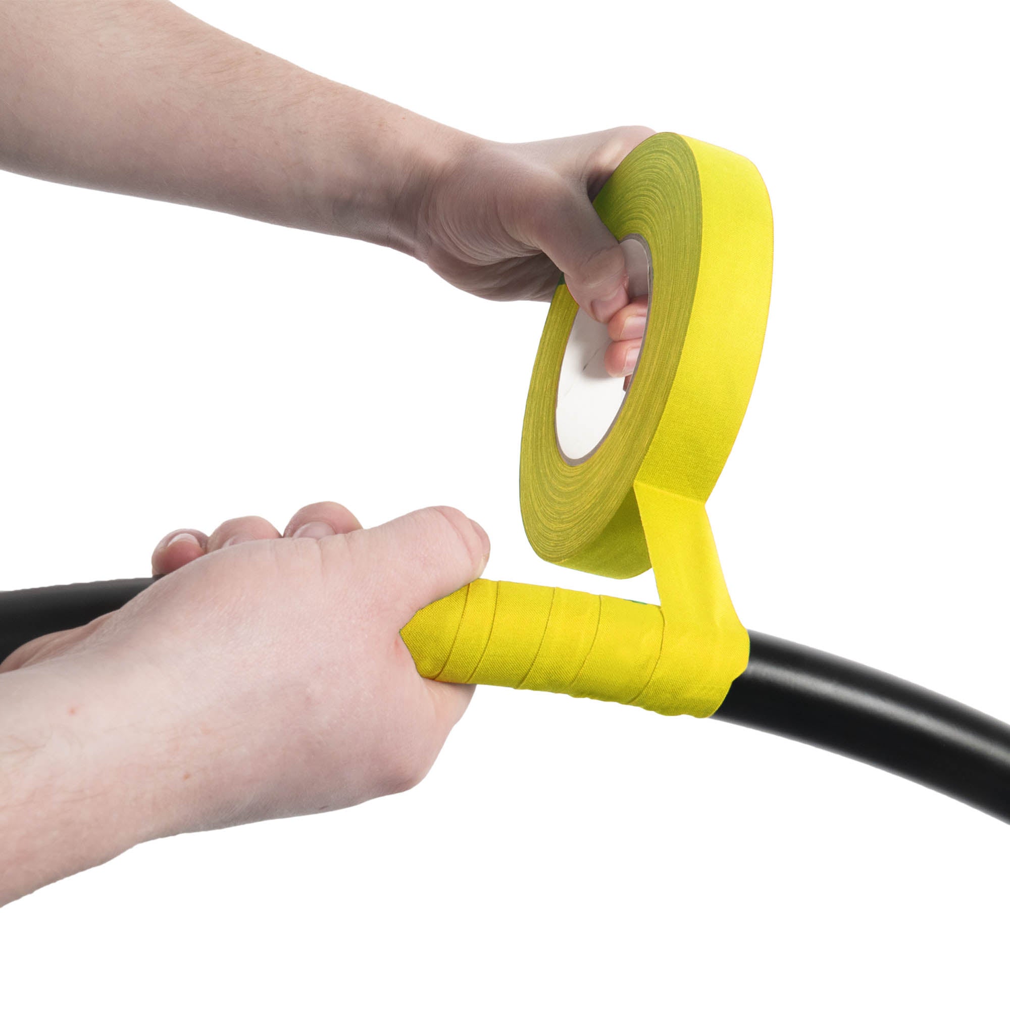 taping a hoop with yellow 2.5cm wide tape