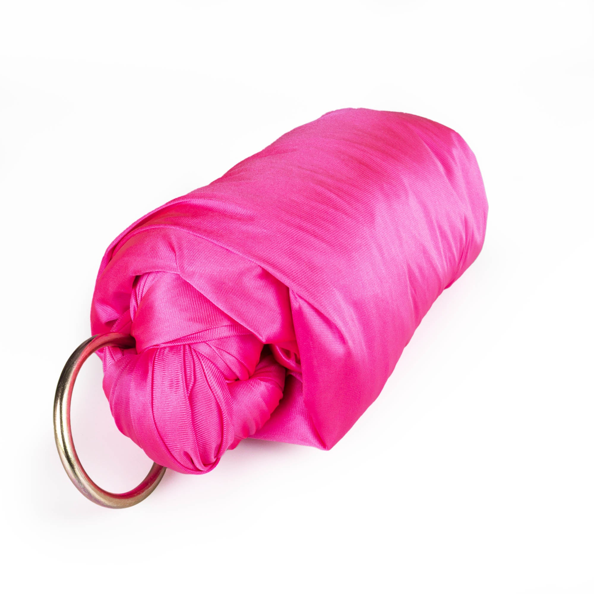Pink yoga hammock with O rings attached