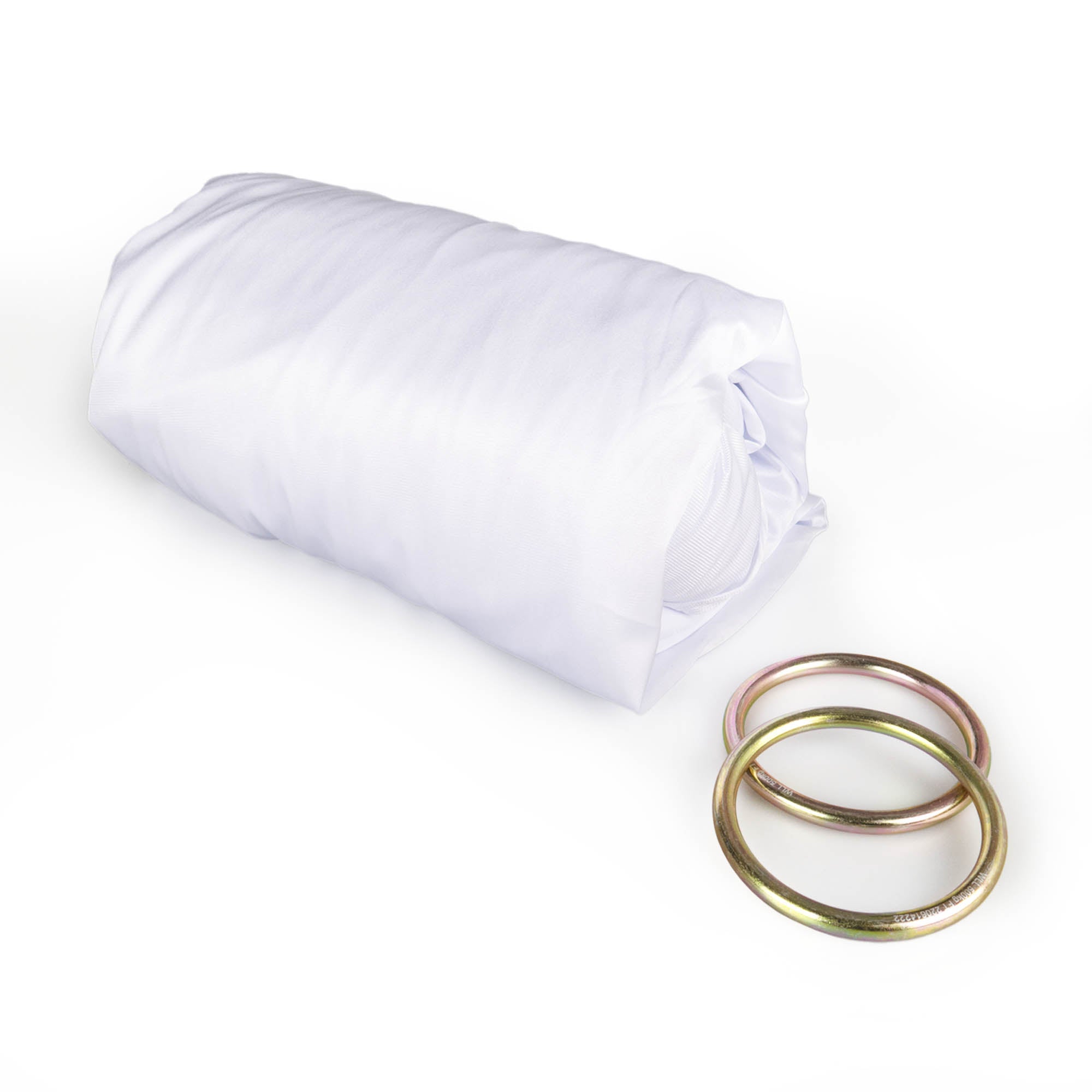 White yoga hammock with O rings detached