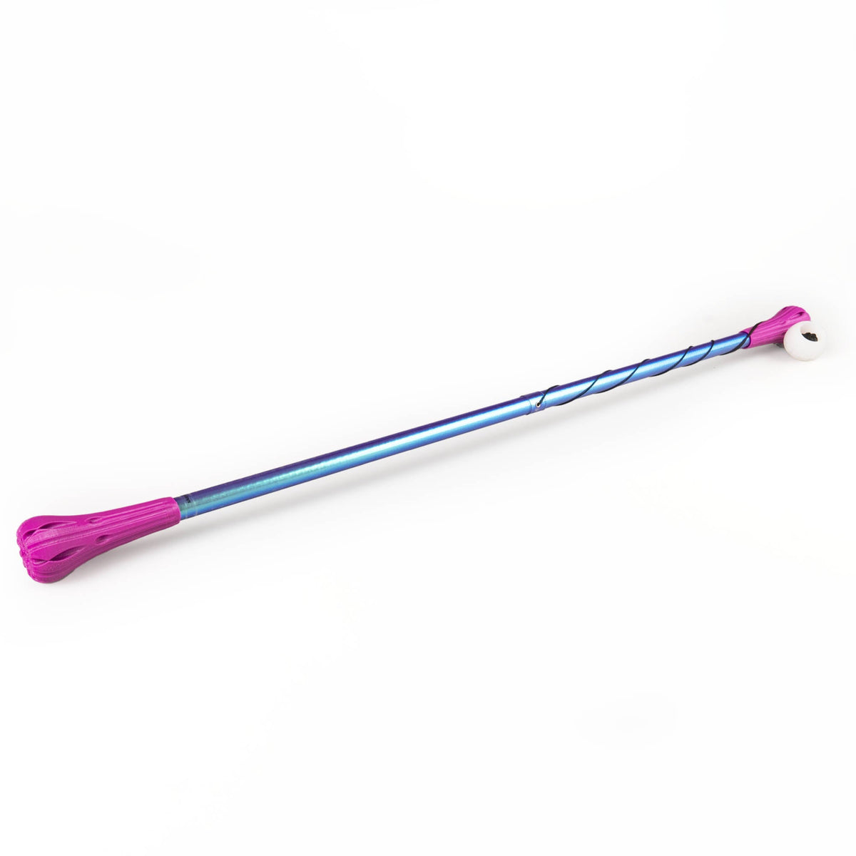 Pink and blue allium wand on white background